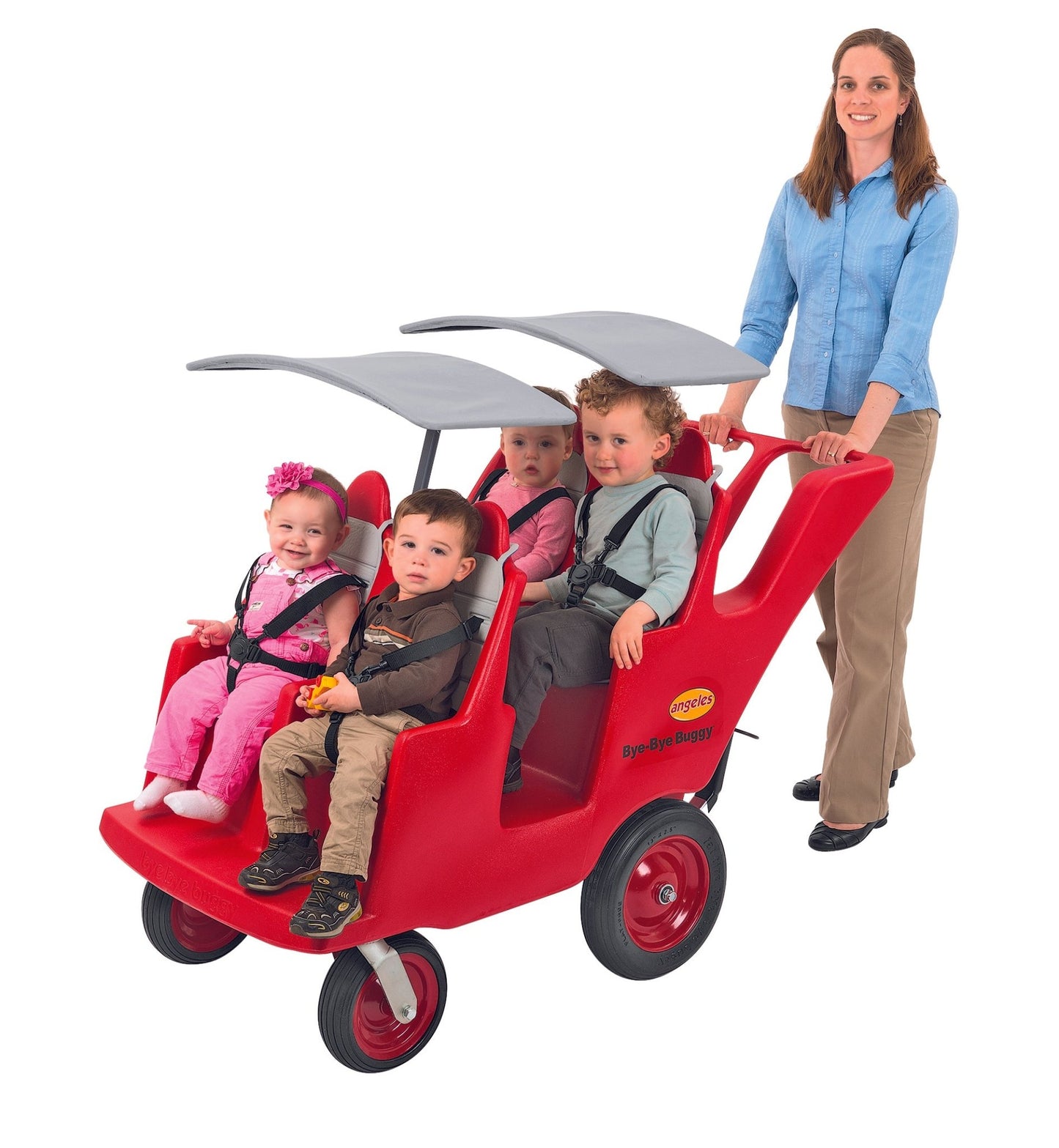 Angeles 4 Seat Fat Tire Buggy with Canopy Red Stroller / Gray Seats (AFB6300KIT) - SchoolOutlet