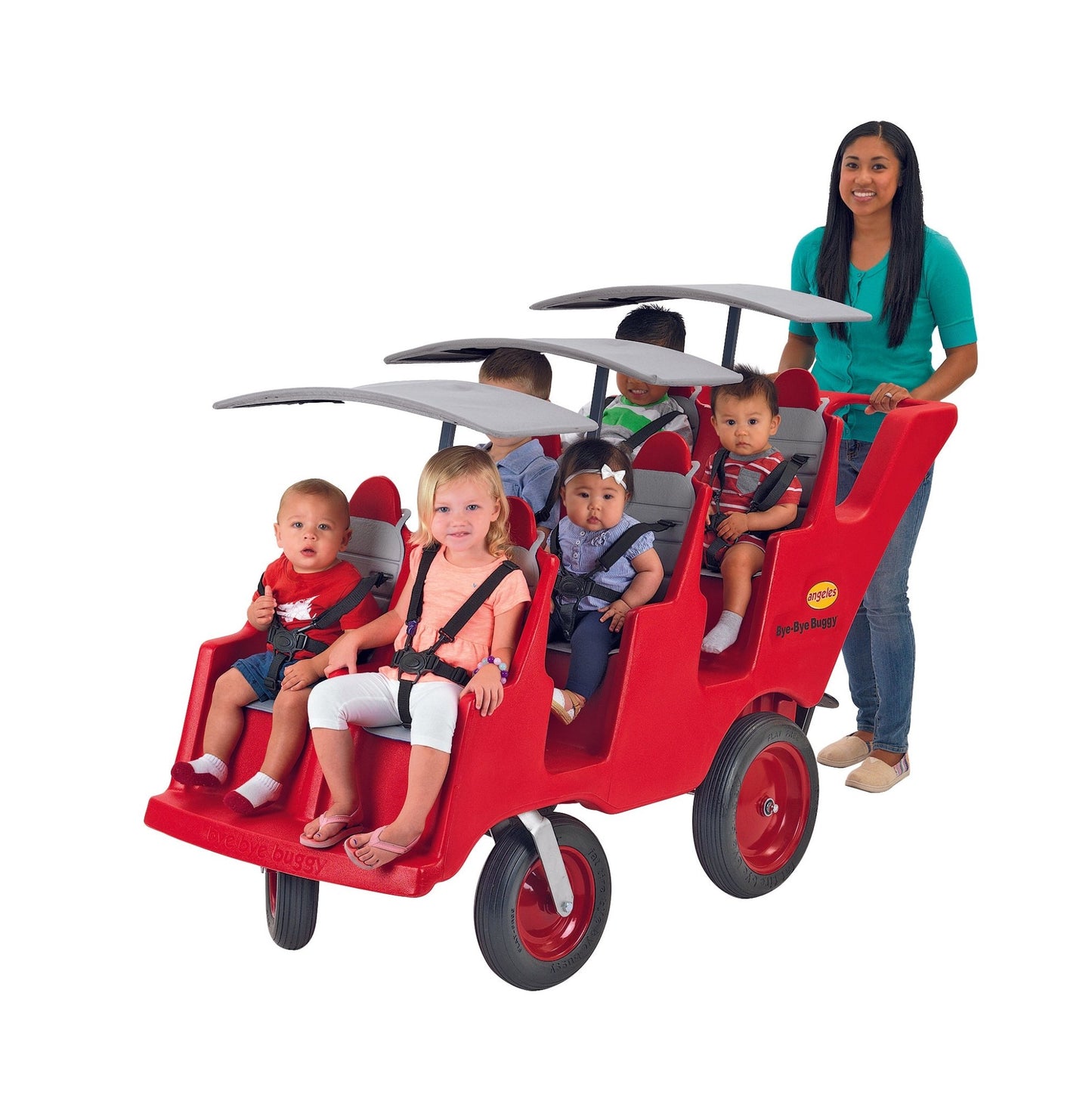 Angeles 6 Seat Fat Tire Buggy with Canopy Red Stroller / Gray Seats (AFB6400KIT) - SchoolOutlet