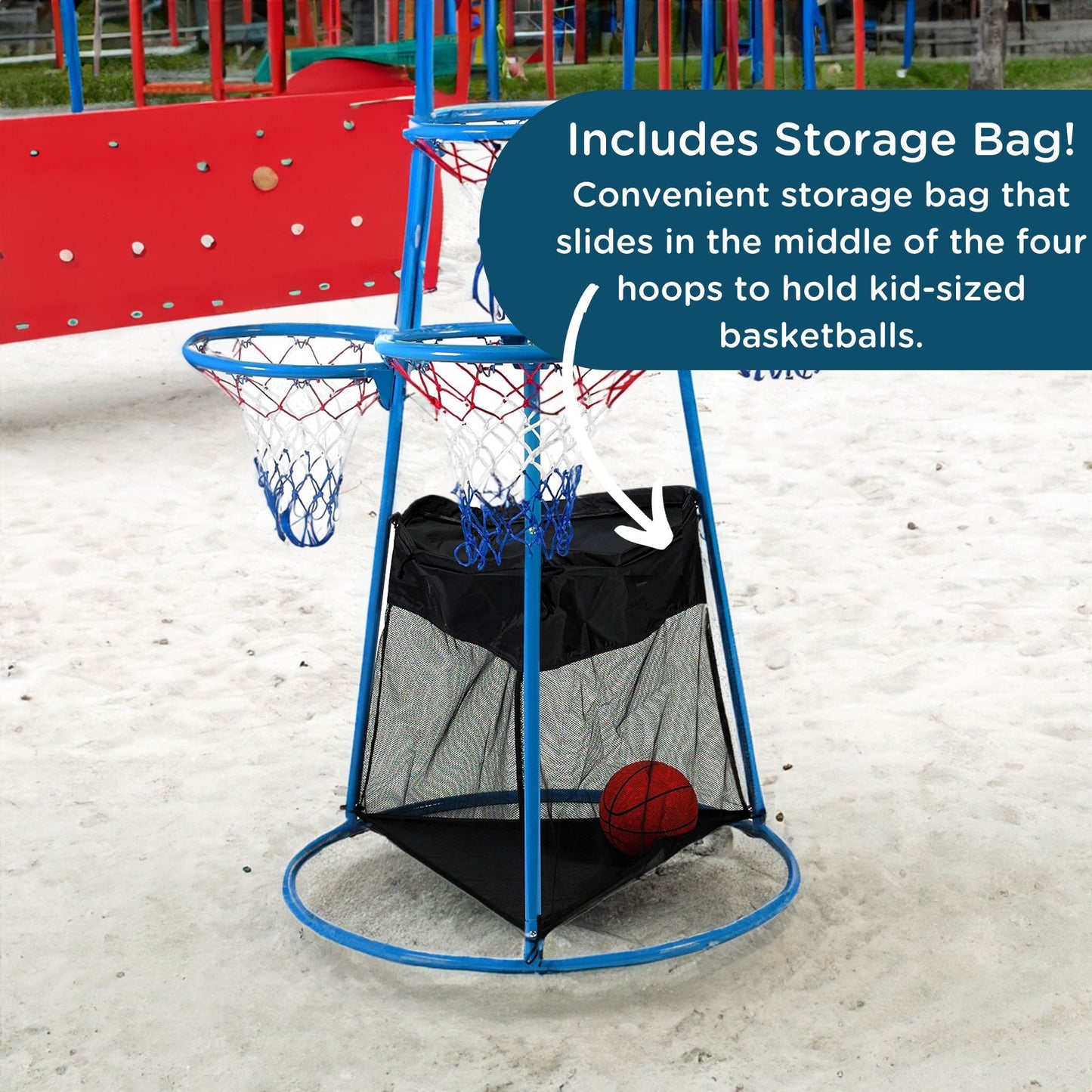 Angeles 4-Ring Basketball Stand with Storage Bag (AFB7950) - SchoolOutlet