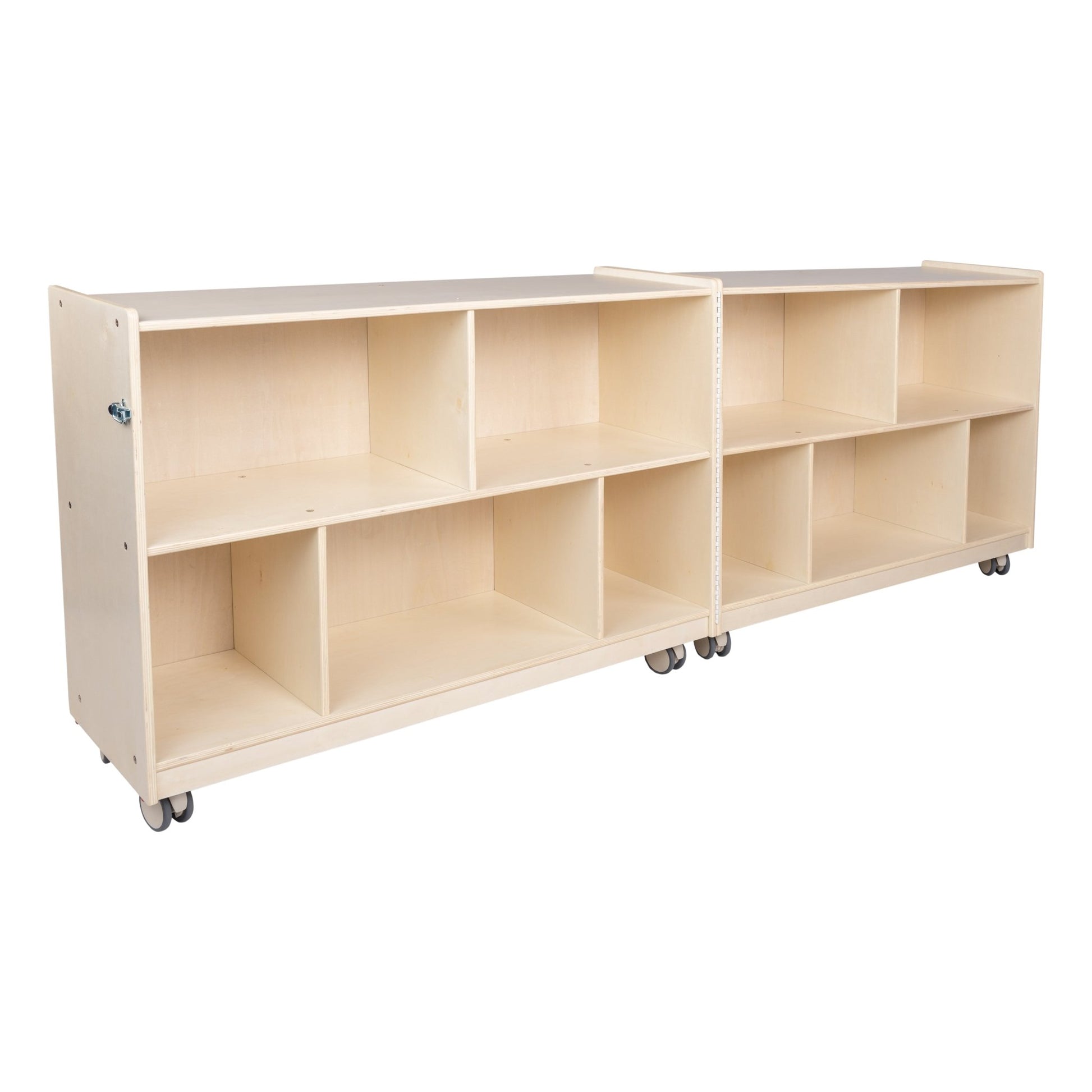 Angeles Birch Mobile 30"H 2-Shelf Fold-N-Lock Storage (AG1007-2) - SchoolOutlet