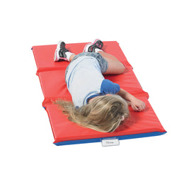 Children's Factory 2" Infection Control 3 Section Folding Rest Mat - Red/Blue (CF400-503RB)