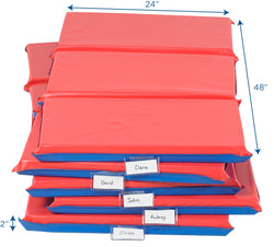 Children's Factory 2" Infection Control 3 Section Folding Rest Mat - Set of 5 - Red/Blue (CF400-513RB)