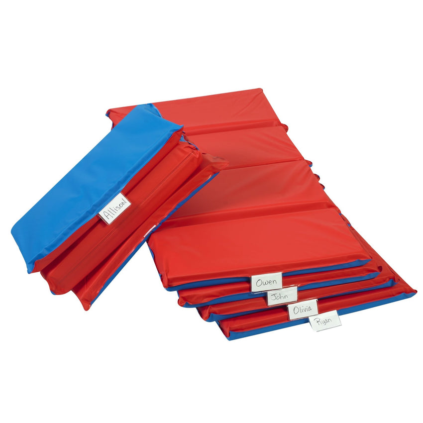 Children's Factory 2" Angels 4 Section Folding Rest Nap Mat - Set of 5 - Red/Blue (CF400-519RB) - SchoolOutlet