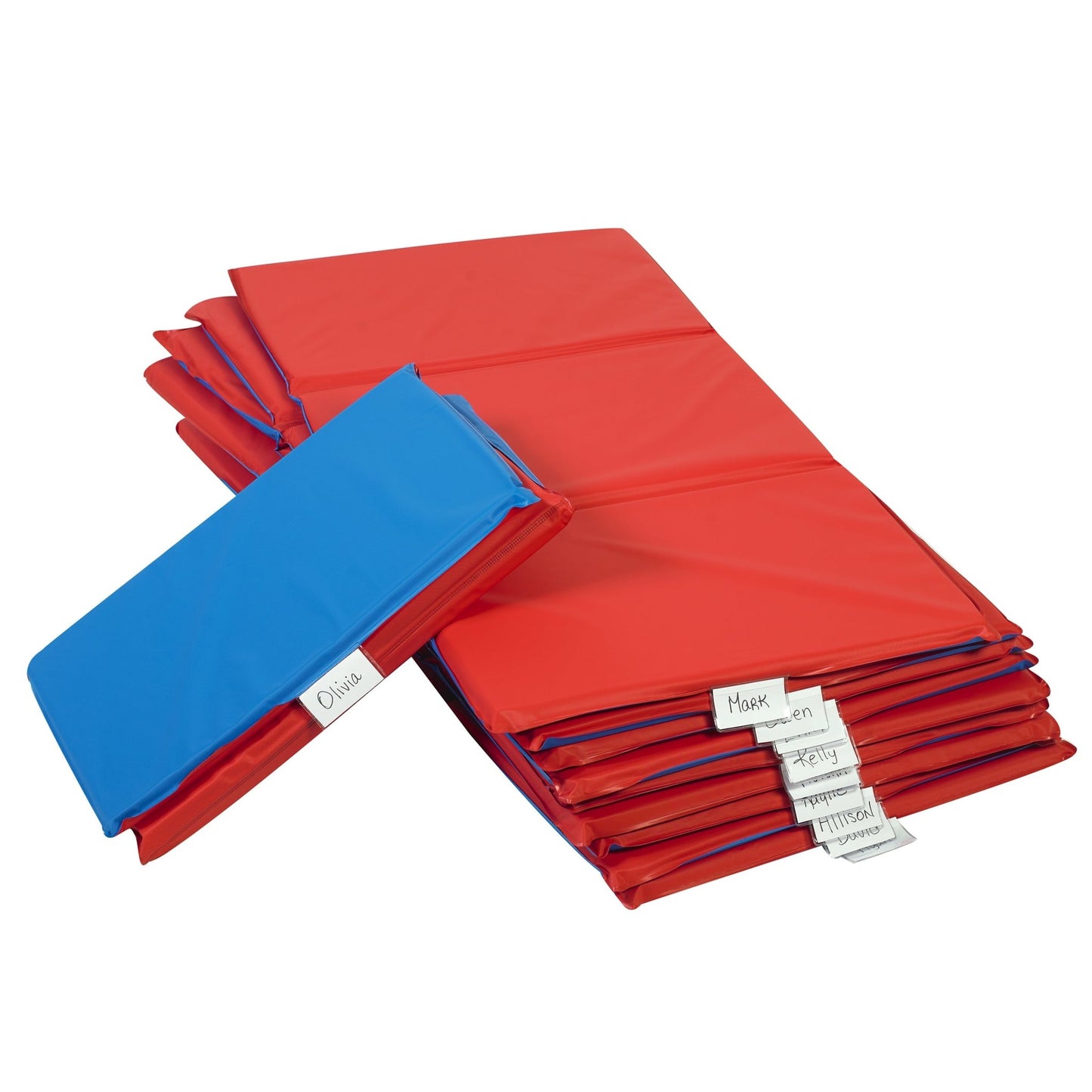 Children's Factory 1" Infection Control 3 Section Folding Rest Mat - Set of 10 - Red/Blue (CF400-524RB) - SchoolOutlet