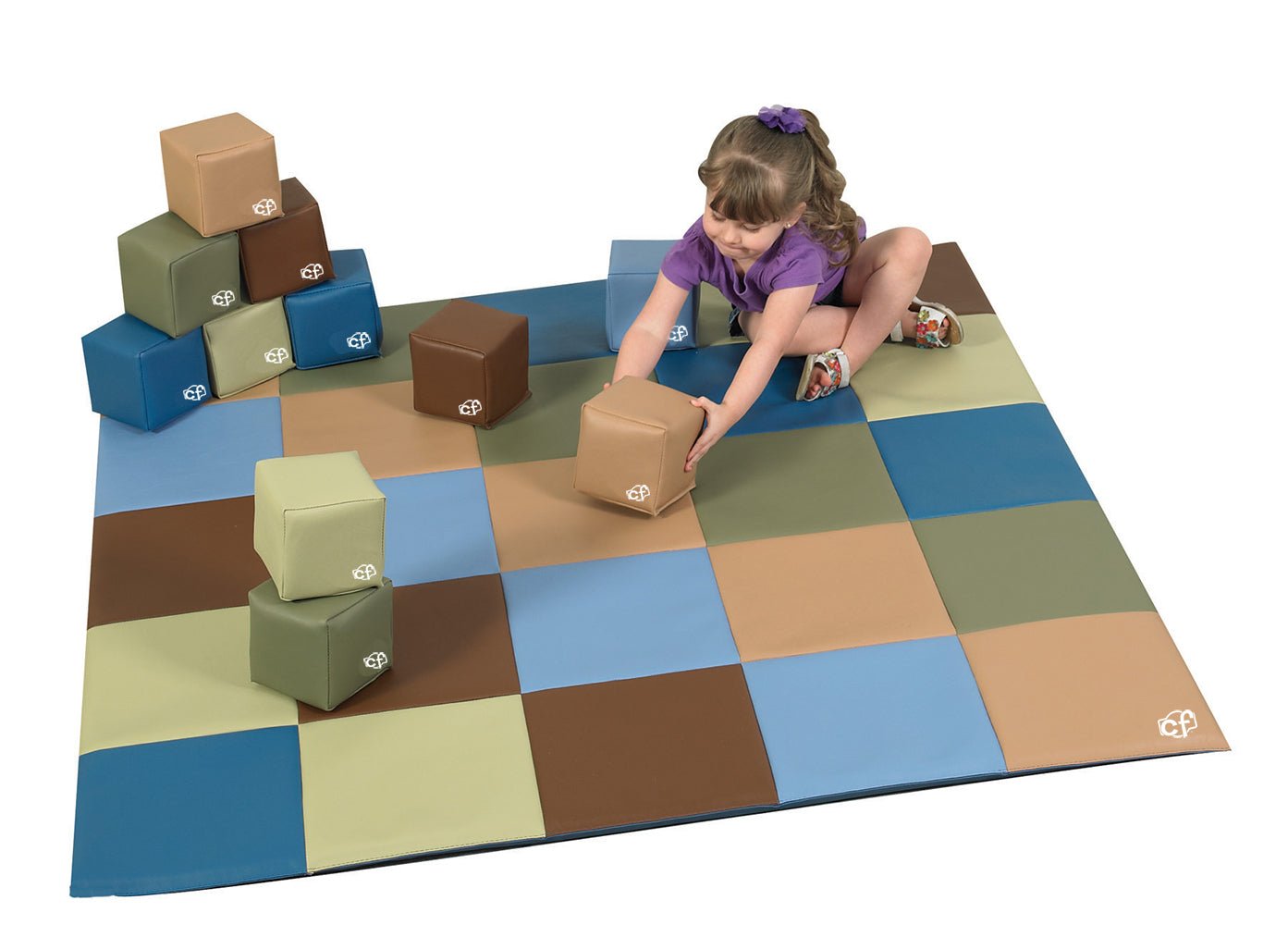 Children's Factory Patchwork Mat and Block Set - Woodland (CF705-390) - SchoolOutlet