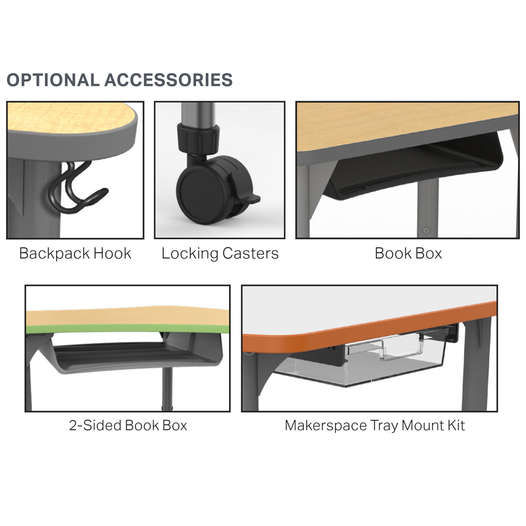 Marco Premier Series Small Chevron Collaborative Desk 25" x 30" Adjustable Height 21"-31" (43-2292-MB)