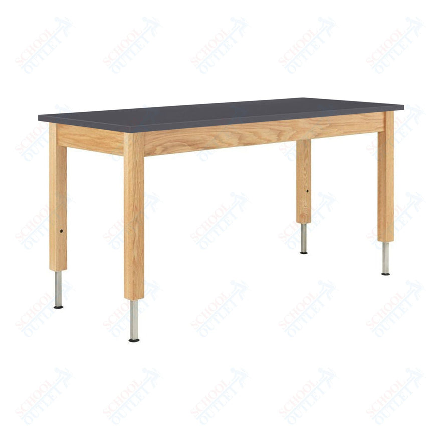 Diversified Woodcrafts Adjustable Wooden Leg Science Table - 72" W x 24" D - SchoolOutlet