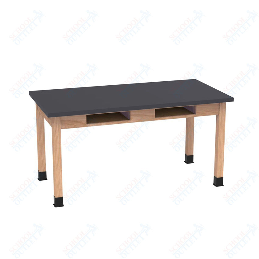 Diversified Woodcrafts Science Table w/ Book Compartment - 54" W x 24" D - Solid Oak Frame and Adjustable Glides - SchoolOutlet