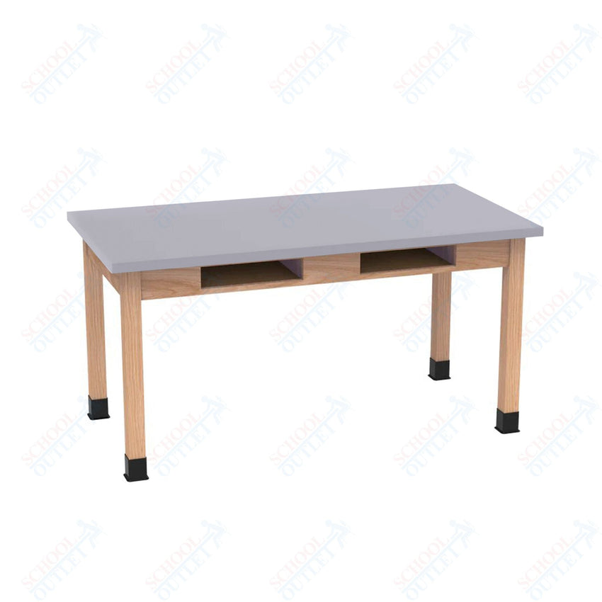 Diversified Woodcrafts Science Table w/ Book Compartment - 54" W x 24" D - Solid Oak Frame and Adjustable Glides - SchoolOutlet