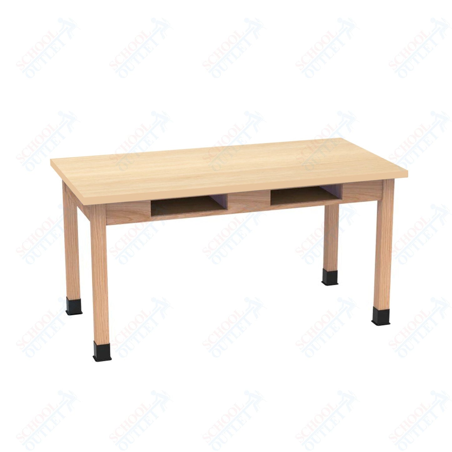 Diversified Woodcrafts Science Table w/ Book Compartment - 54" W x 24" D - Solid Oak Frame and Adjustable Glides - SchoolOutlet