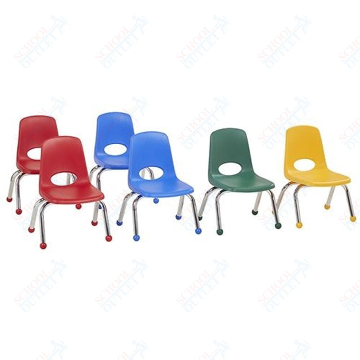 FDP Stackable School Chair, Chrome Legs, Ball Glide - 10" Seat Height Assorted (FDP - 10357 - AS) - SchoolOutlet