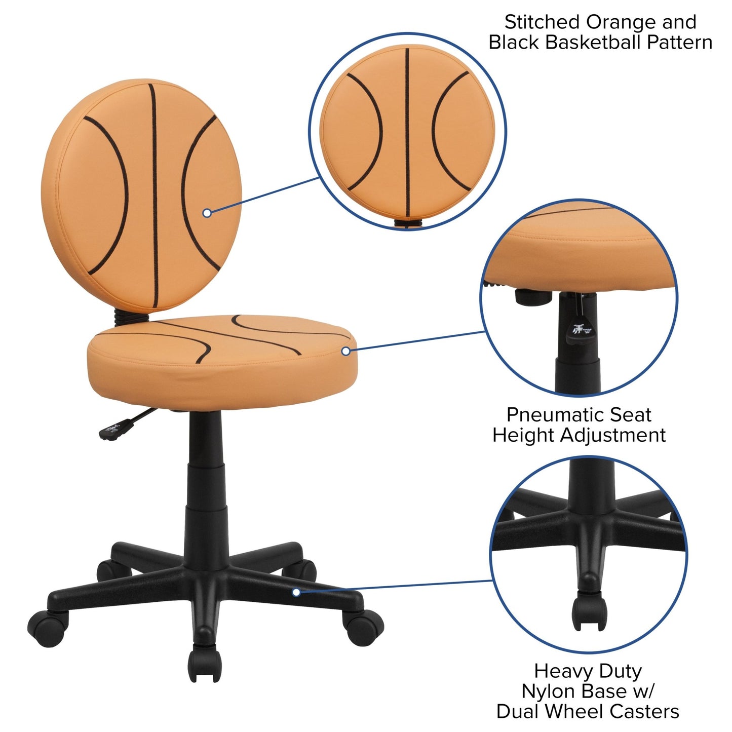 Brandon Basketball Swivel Task Office Chair by Flash Furniture - SchoolOutlet