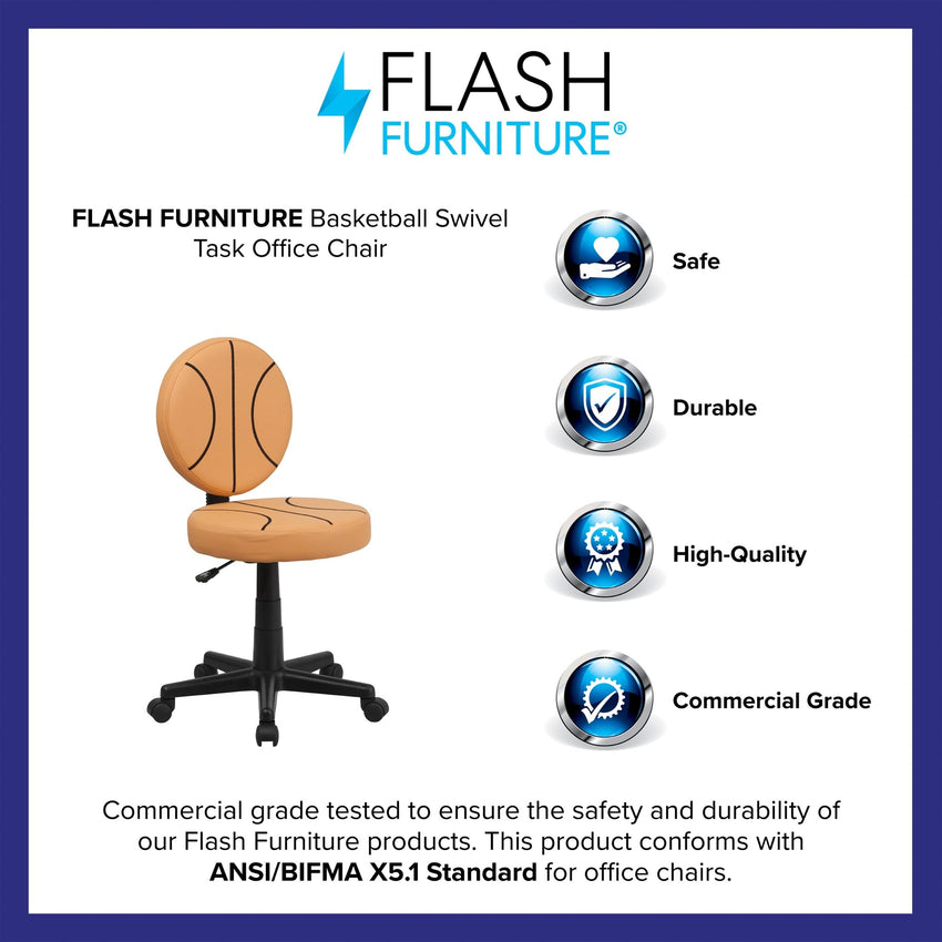 Brandon Basketball Swivel Task Office Chair by Flash Furniture - SchoolOutlet