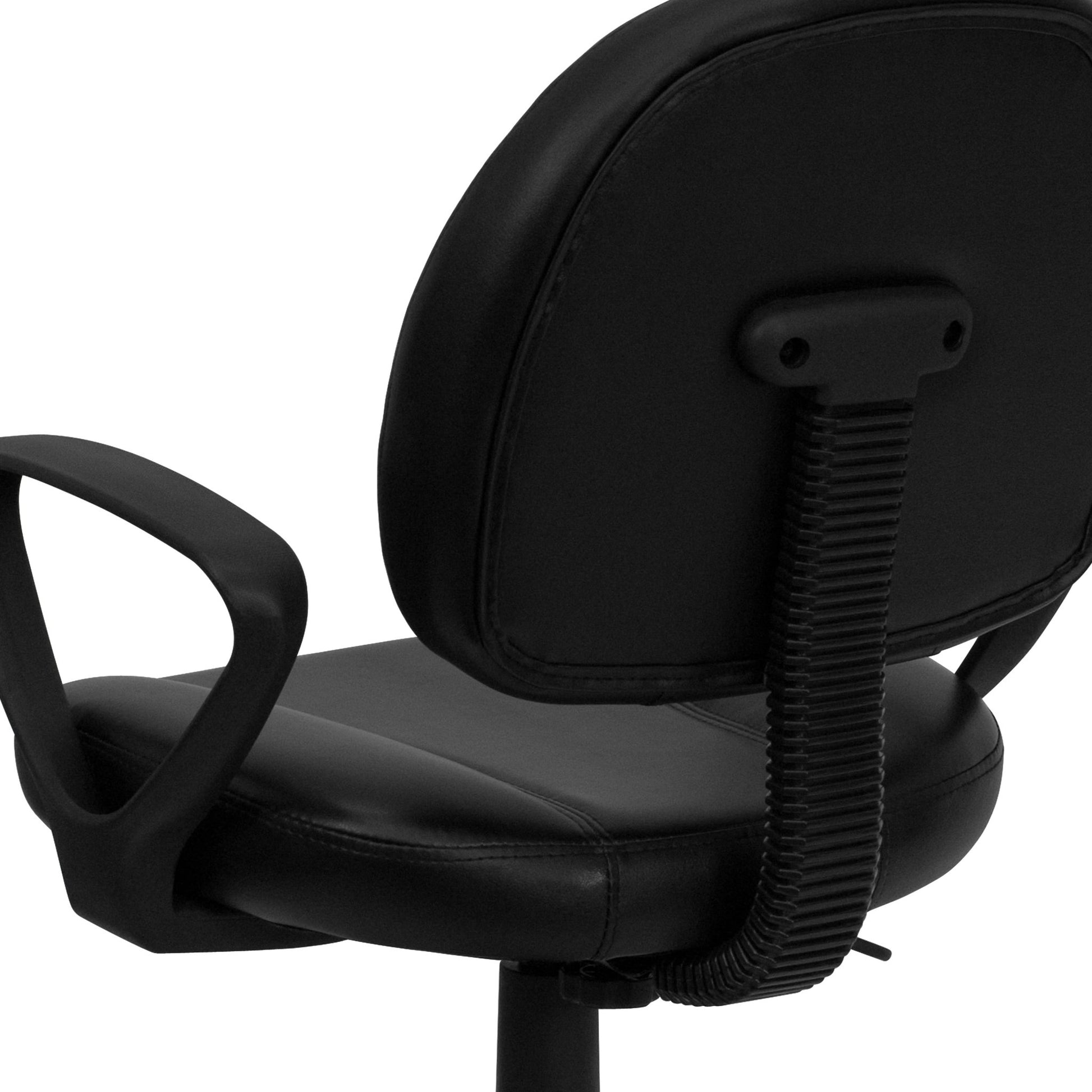 Ronald Swivel Ergonomic Task Office Chair with Mid - Back Black LeatherSoft, Back Depth Adjustment and Arms by Flash Furniture - SchoolOutlet