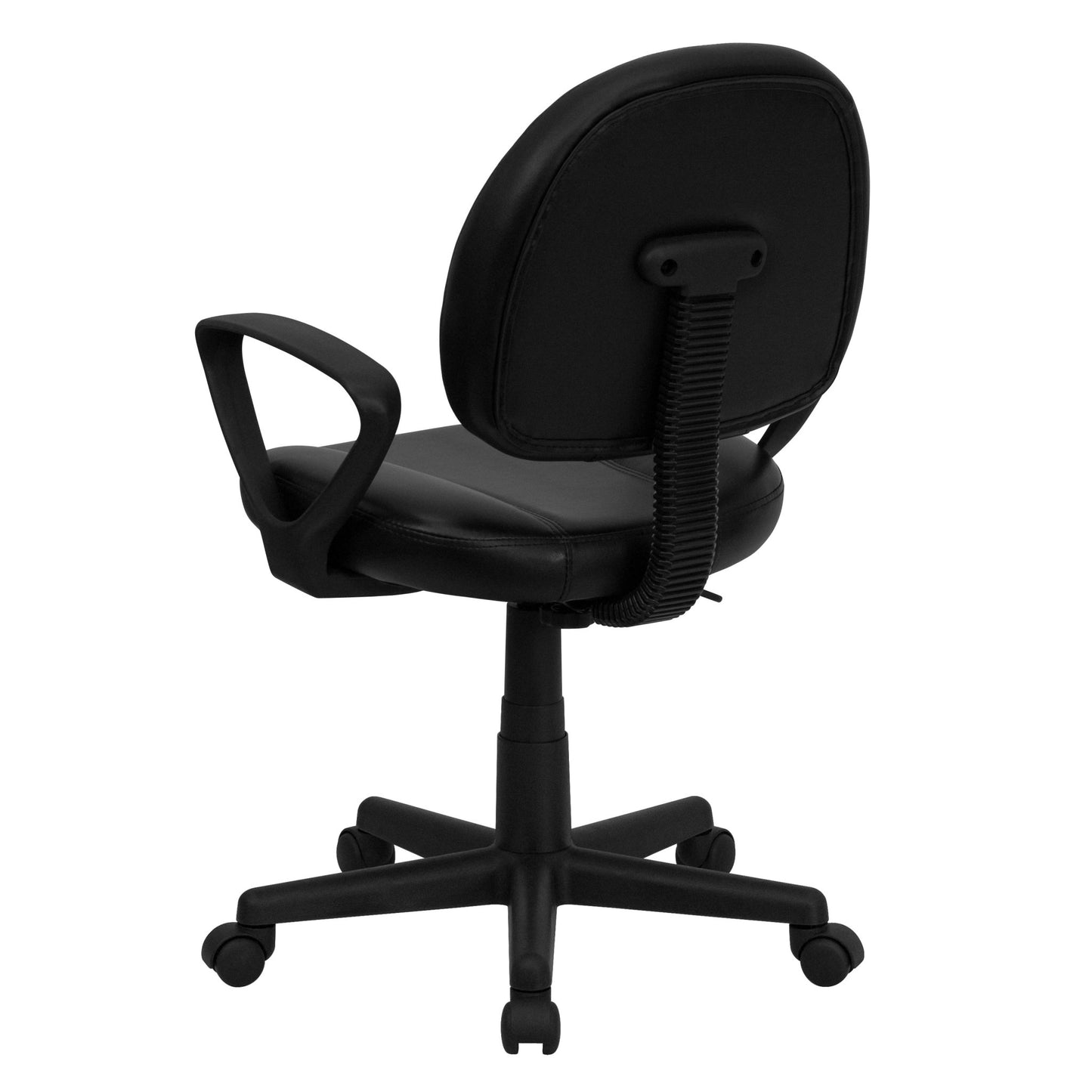 Ronald Swivel Ergonomic Task Office Chair with Mid - Back Black LeatherSoft, Back Depth Adjustment and Arms by Flash Furniture - SchoolOutlet