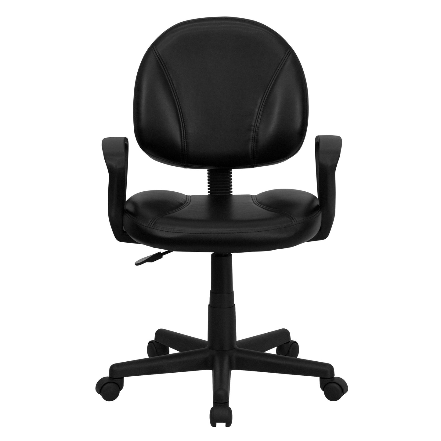 Ronald Swivel Ergonomic Task Office Chair with Mid - Back Black LeatherSoft, Back Depth Adjustment and Arms by Flash Furniture - SchoolOutlet