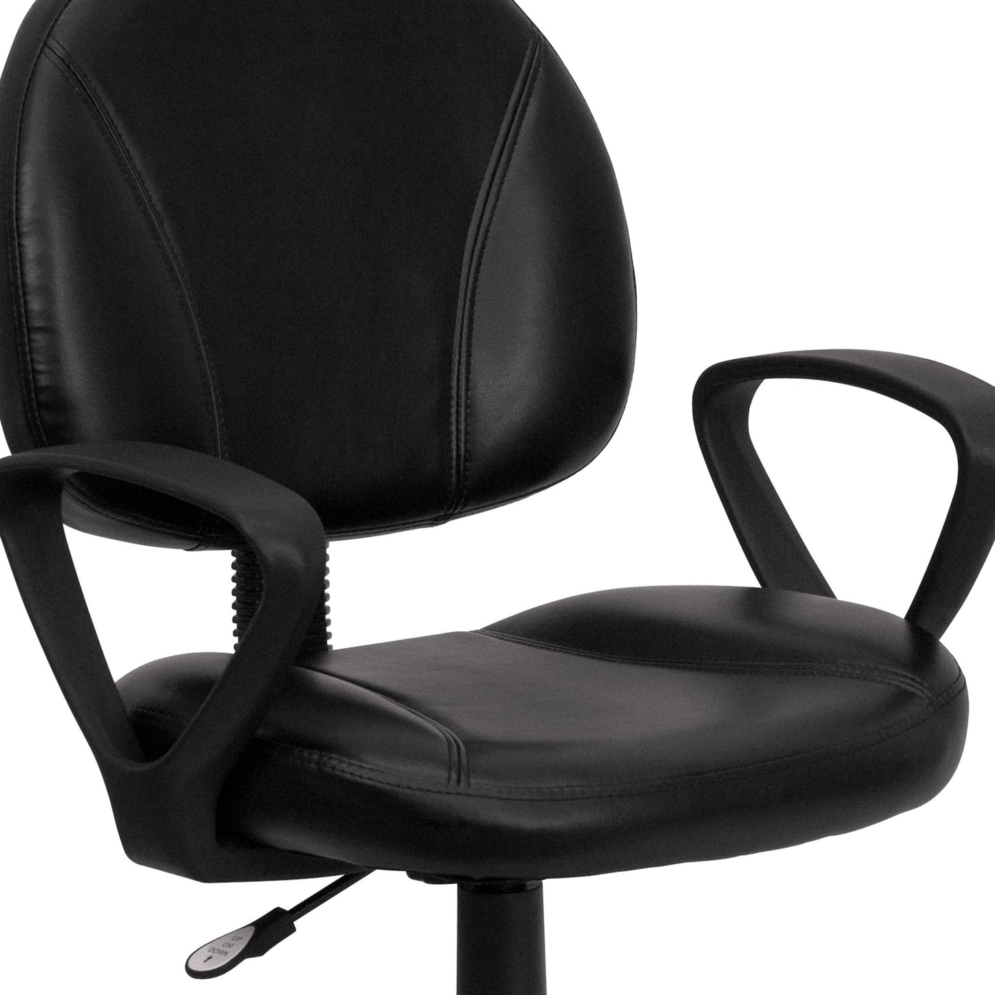 Ronald Swivel Ergonomic Task Office Chair with Mid - Back Black LeatherSoft, Back Depth Adjustment and Arms by Flash Furniture - SchoolOutlet