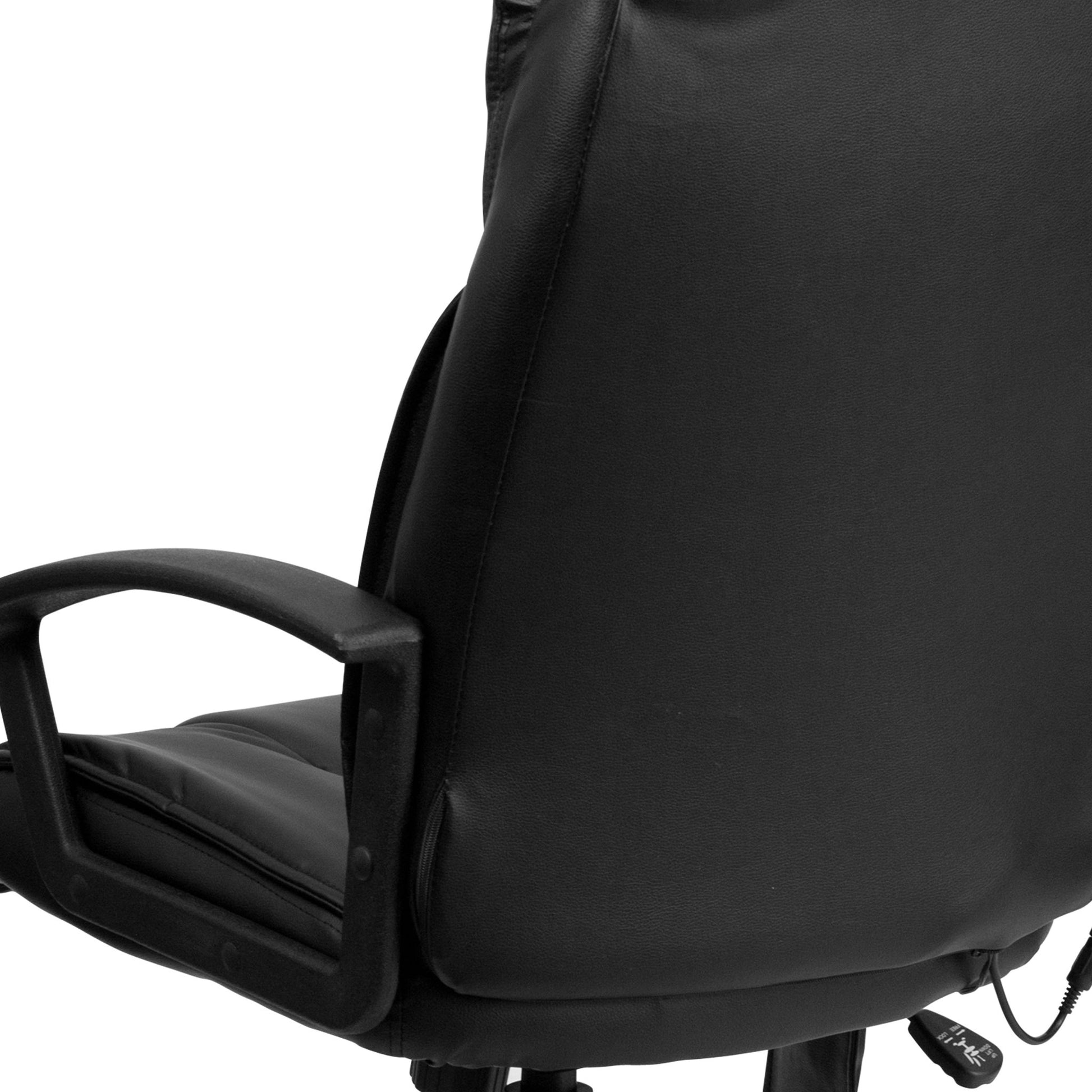 Sumter High Back Ergonomic Massaging Black LeatherSoft Executive Swivel Office Chair with Side Remote Pocket and Arms by Flash Furniture - SchoolOutlet