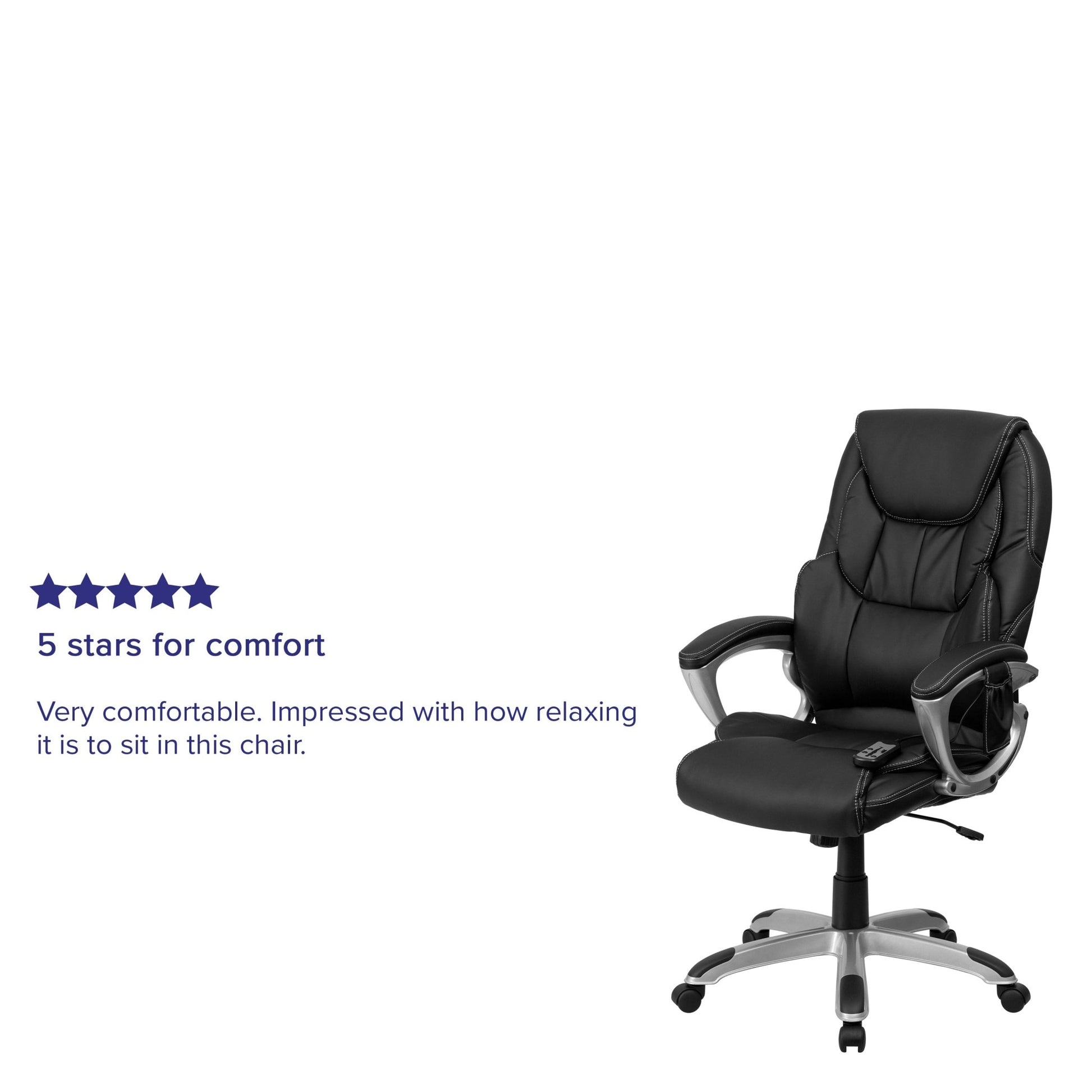 Hansel Executive Swivel Office Chair with Arms and High Back Folding Black LeatherSoft by Flash Furniture - SchoolOutlet