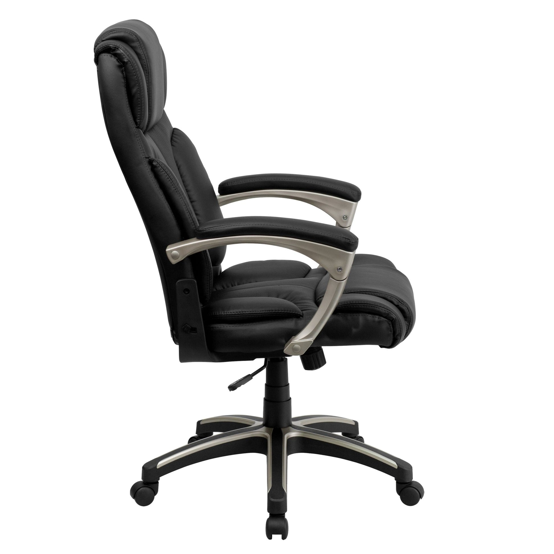 Hansel Executive Swivel Office Chair with Arms and High Back Folding Black LeatherSoft by Flash Furniture - SchoolOutlet