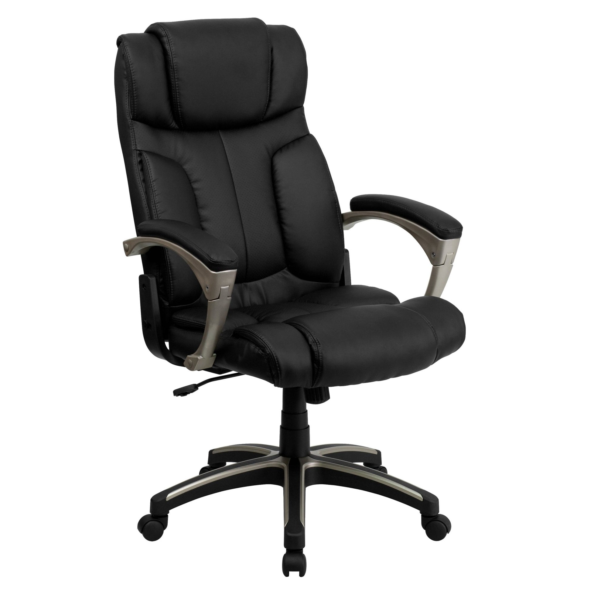 Hansel Executive Swivel Office Chair with Arms and High Back Folding Black LeatherSoft by Flash Furniture - SchoolOutlet