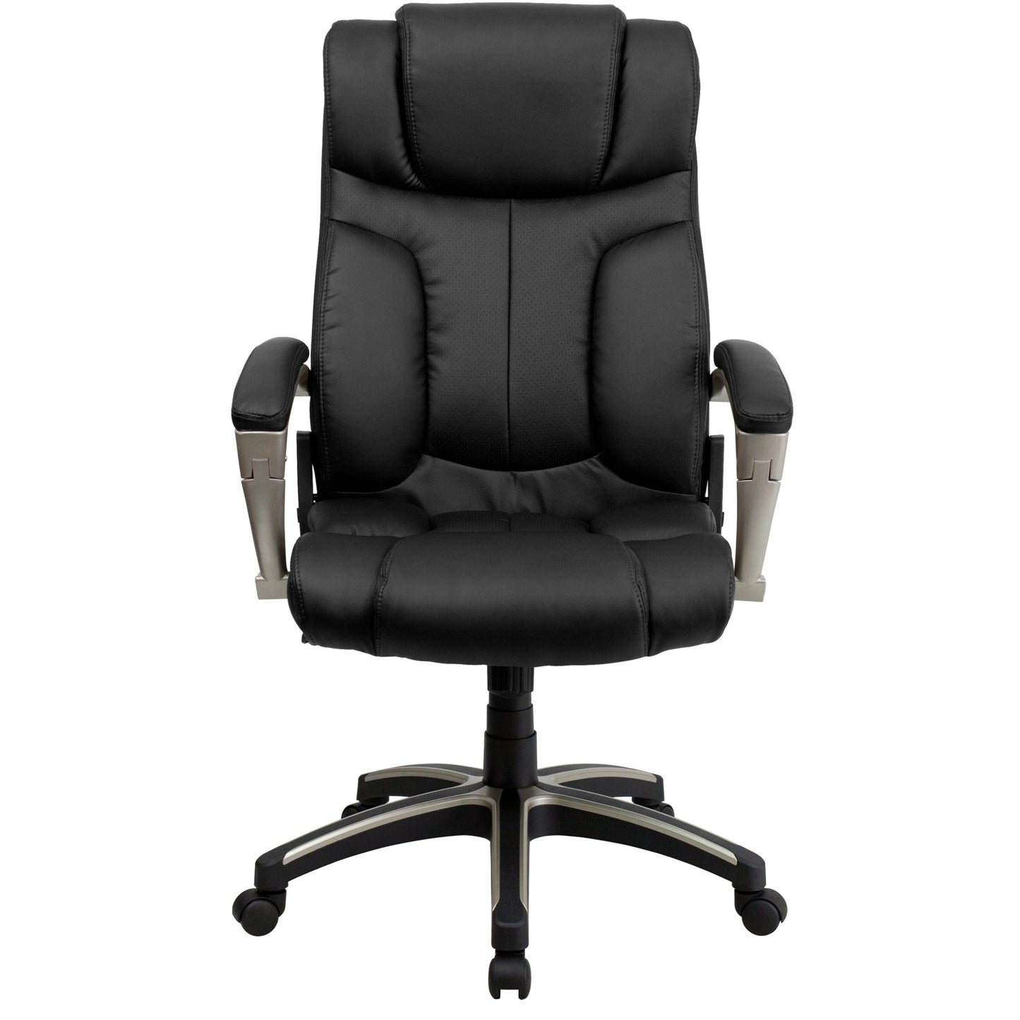 Hansel Executive Swivel Office Chair with Arms and High Back Folding Black LeatherSoft by Flash Furniture - SchoolOutlet