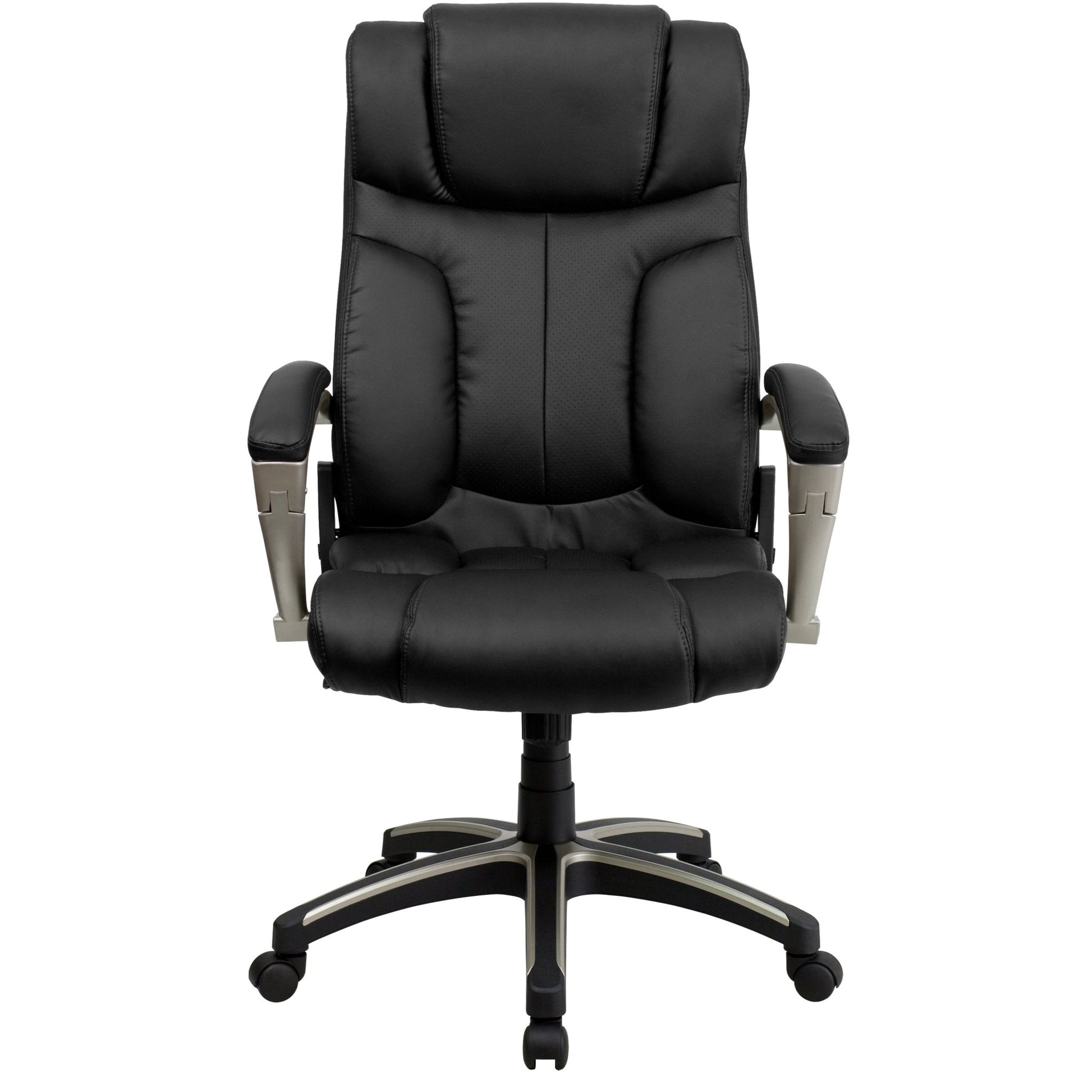 Hansel Executive Swivel Office Chair with Arms and High Back Folding Black LeatherSoft by Flash Furniture - SchoolOutlet