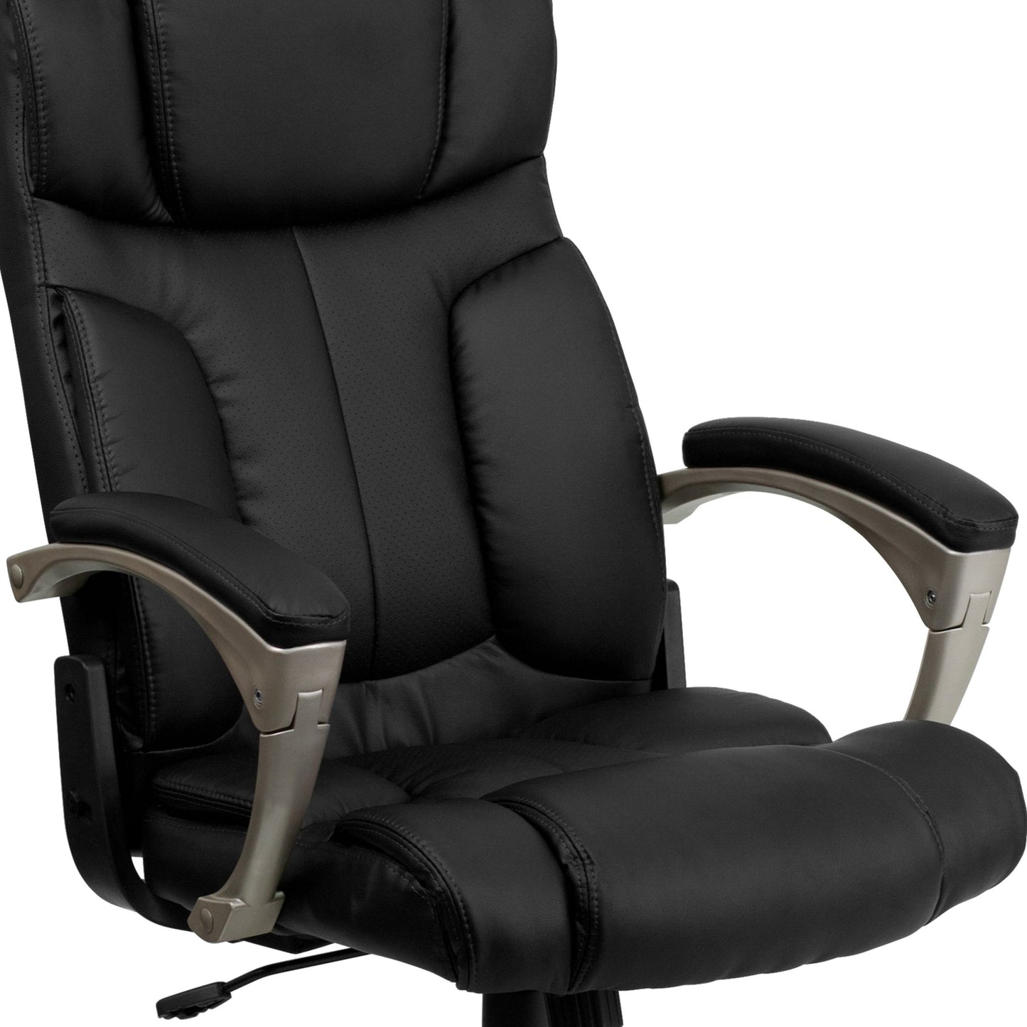 Hansel Executive Swivel Office Chair with Arms and High Back Folding Black LeatherSoft by Flash Furniture - SchoolOutlet