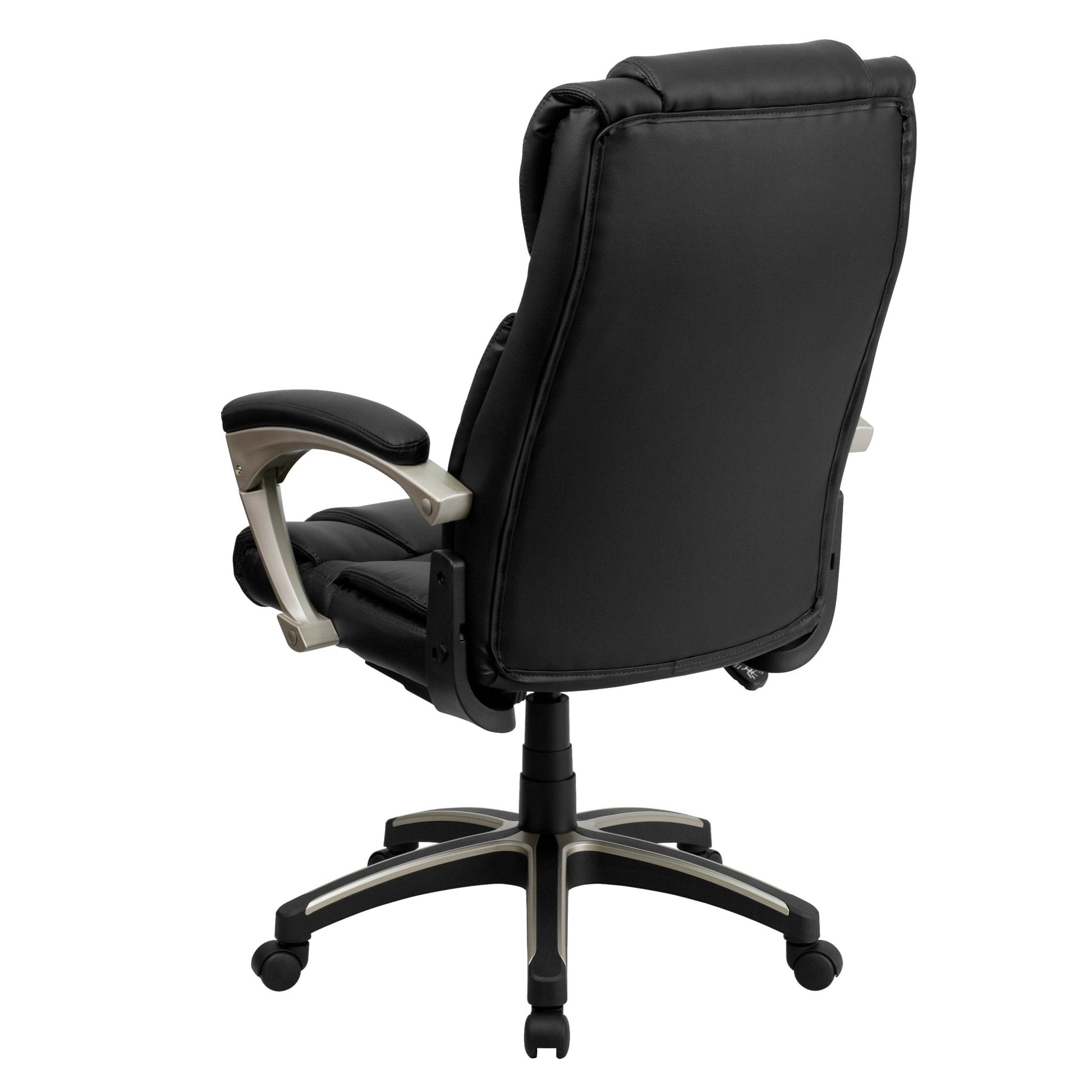 Hansel Executive Swivel Office Chair with Arms and High Back Folding Black LeatherSoft by Flash Furniture - SchoolOutlet