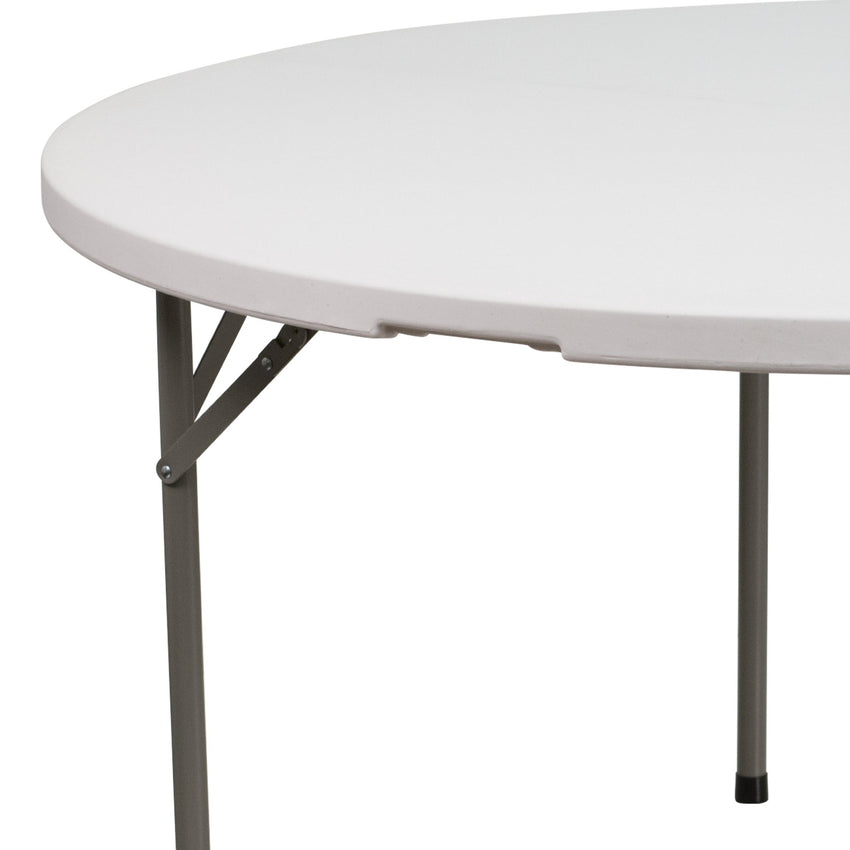 Elon 5 - Foot Round Plastic Folding Table for Banquet and Event , 551 LB Static Load Capacity - Granite White by Flash Furniture - SchoolOutlet