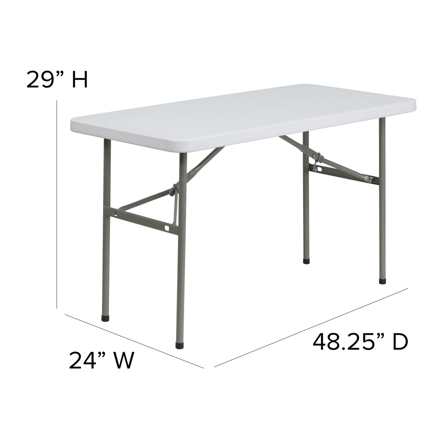 Elon 4 - Foot Rectangular Plastic Folding Table for Banquet and Events - Granite White by Flash Furniture - SchoolOutlet