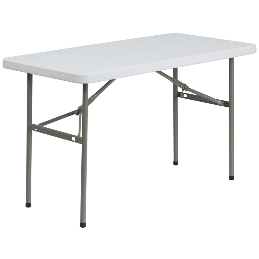 Elon 4 - Foot Rectangular Plastic Folding Table for Banquet and Events - Granite White by Flash Furniture - SchoolOutlet