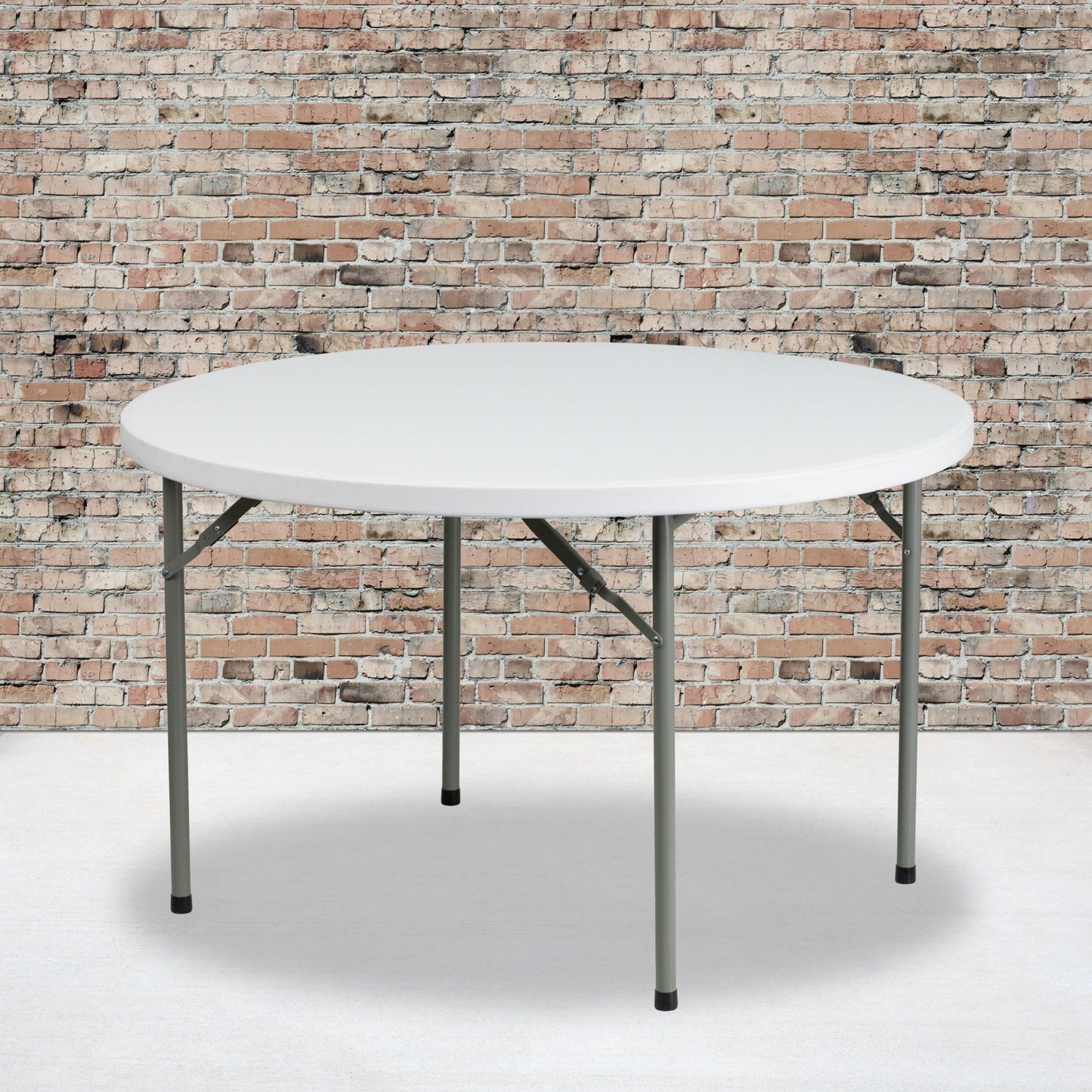 Elon 4 - Foot Round Plastic Folding Table for Banquet and Events, 500 LB Static Load Capacity - Granite White by Flash Furniture - SchoolOutlet