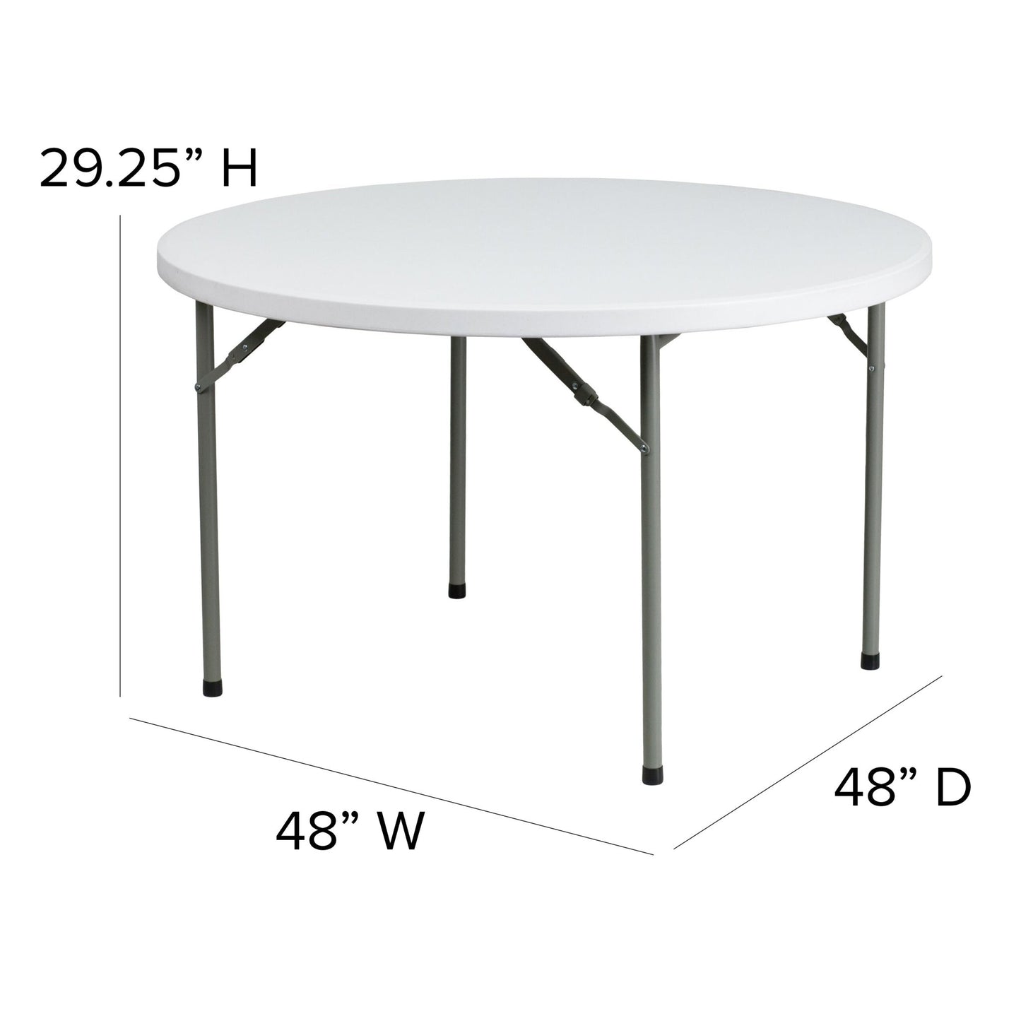 Elon 4 - Foot Round Plastic Folding Table for Banquet and Events, 500 LB Static Load Capacity - Granite White by Flash Furniture - SchoolOutlet