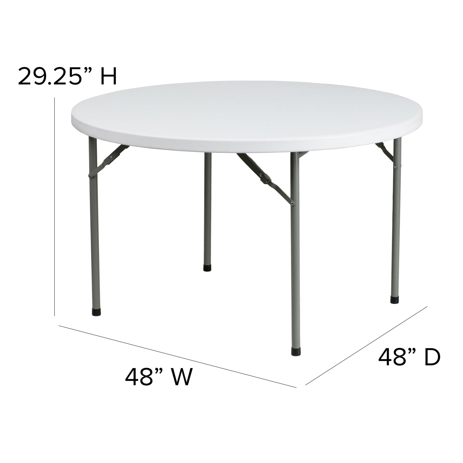 Elon 4 - Foot Round Plastic Folding Table for Banquet and Events, 500 LB Static Load Capacity - Granite White by Flash Furniture - SchoolOutlet