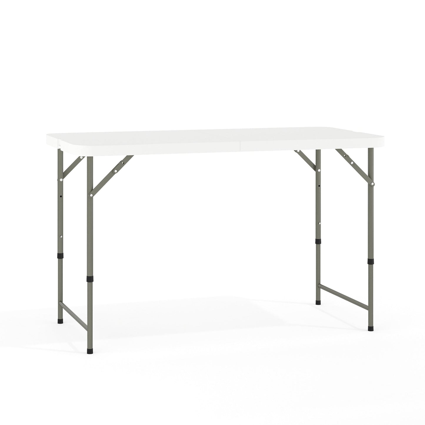 Elon 4 - Foot Bi - Fold Rectangular Plastic Folding Table for Banquet and Events with Adjustable Height - Granite White by Flash Furniture - SchoolOutlet