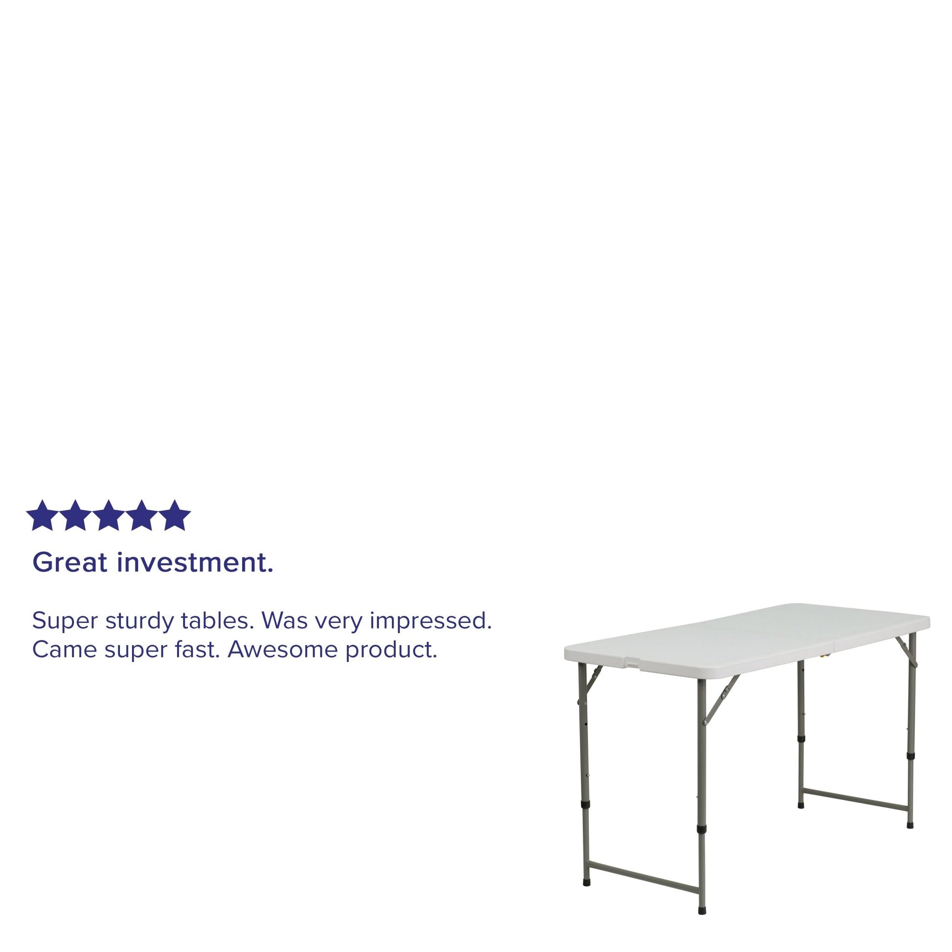 Elon 4 - Foot Bi - Fold Rectangular Plastic Folding Table for Banquet and Events with Adjustable Height - Granite White by Flash Furniture - SchoolOutlet