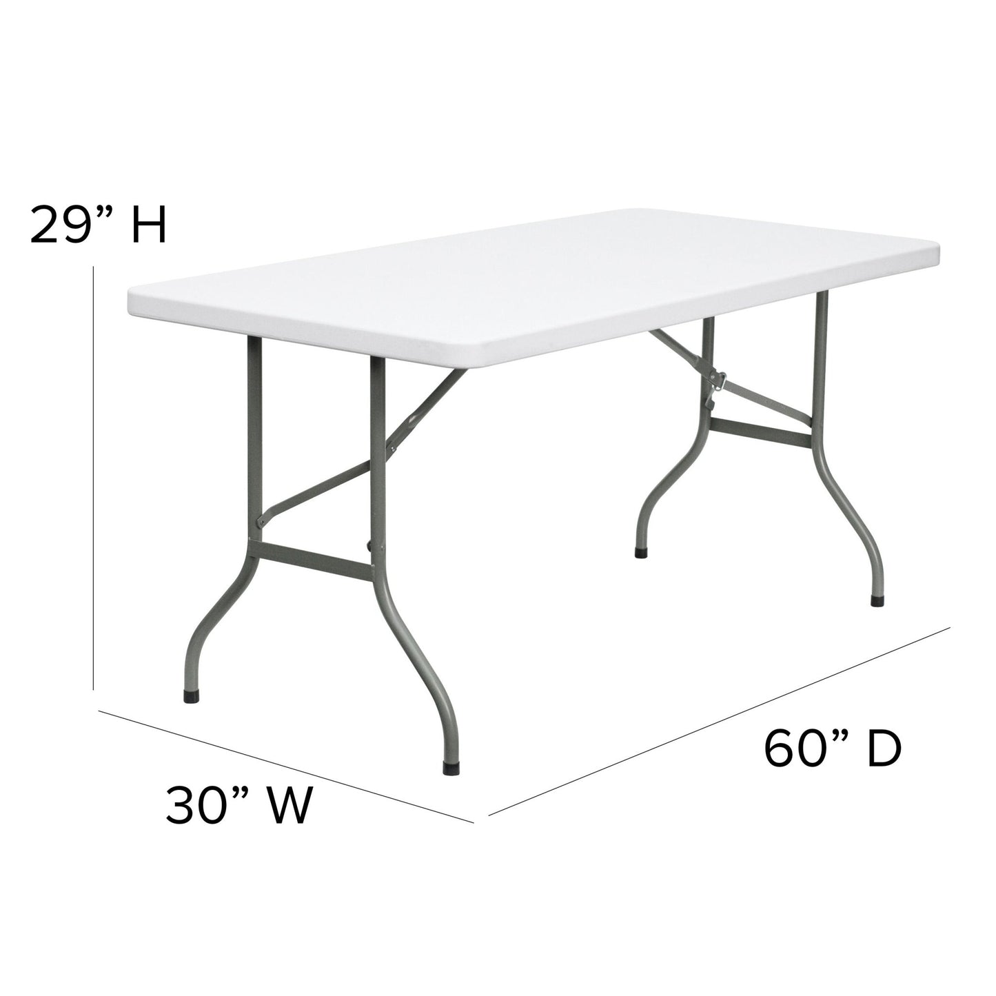 Elon 5 - Foot Rectangular Plastic Folding Table for Banquet and Events - Granite White by Flash Furniture - SchoolOutlet