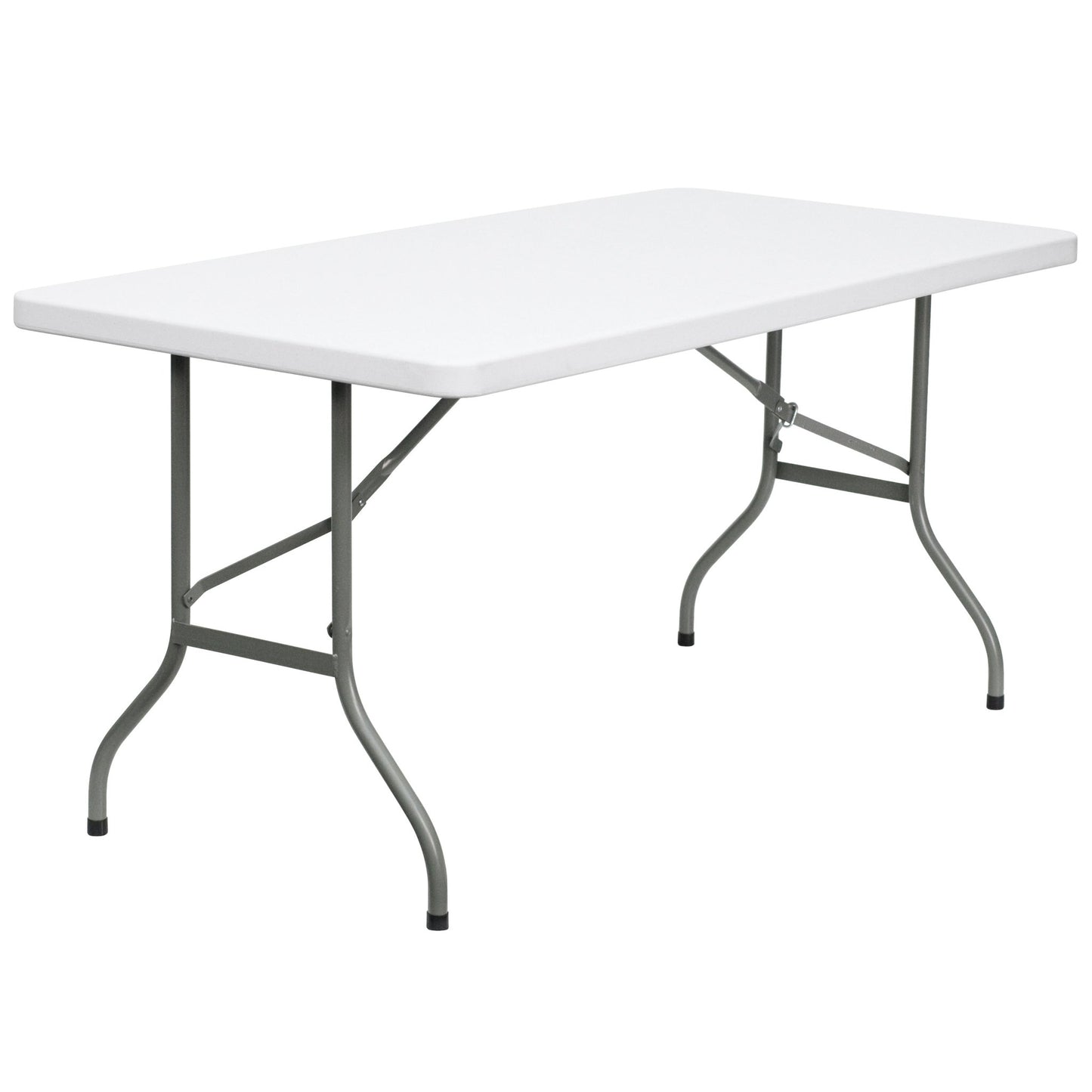 Elon 5 - Foot Rectangular Plastic Folding Table for Banquet and Events - Granite White by Flash Furniture - SchoolOutlet