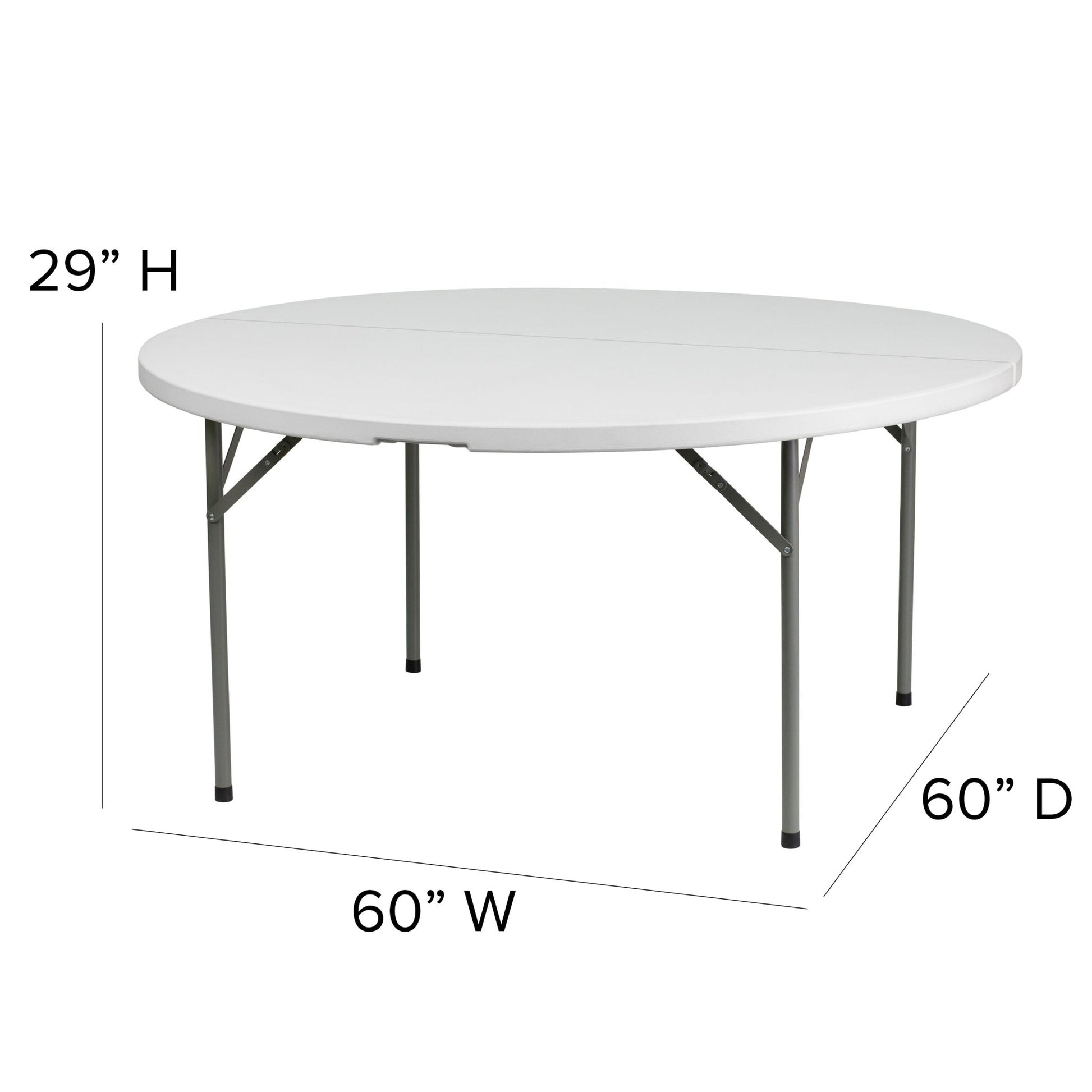 Elon 5 - Foot Round Plastic Folding Table for Banquet and Events, 661 LB Static Load Capacity - Granite White by Flash Furniture - SchoolOutlet