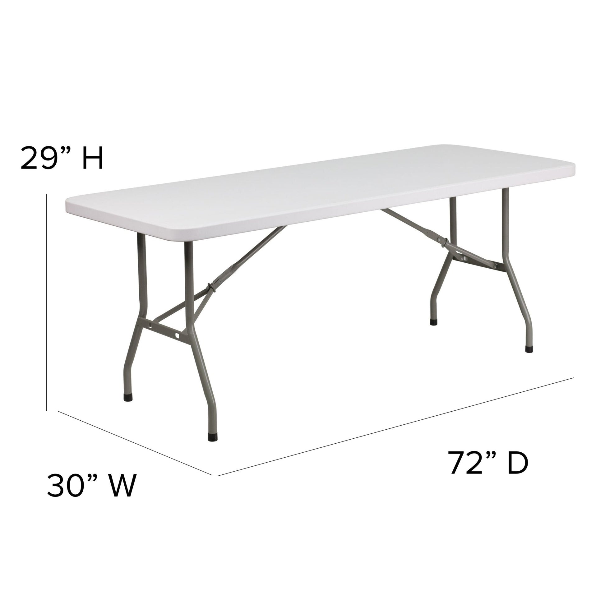 Elon 6 - Foot Rectangular Plastic Folding Table for Banquet and Events - Granite White by Flash Furniture - SchoolOutlet