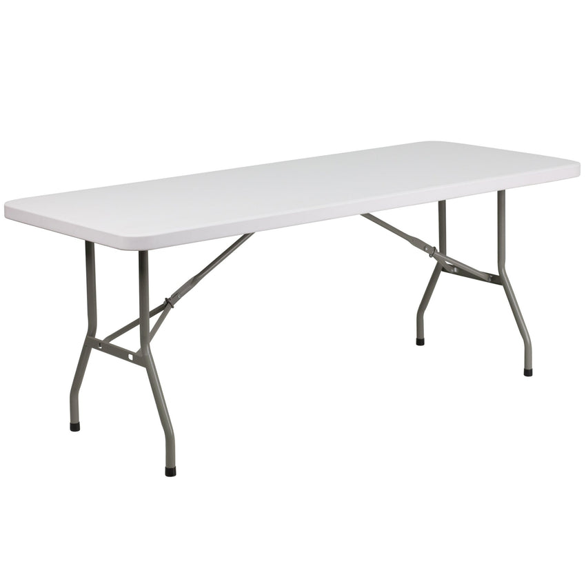 Elon 6 - Foot Rectangular Plastic Folding Table for Banquet and Events - Granite White by Flash Furniture - SchoolOutlet