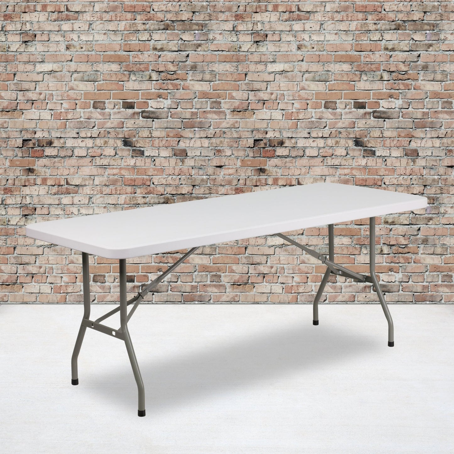 Elon 6 - Foot Rectangular Plastic Folding Table for Banquet and Events - Granite White by Flash Furniture - SchoolOutlet