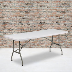 Elon 6-Foot Rectangular Plastic Folding Table for Banquet and Events - Granite White by Flash Furniture