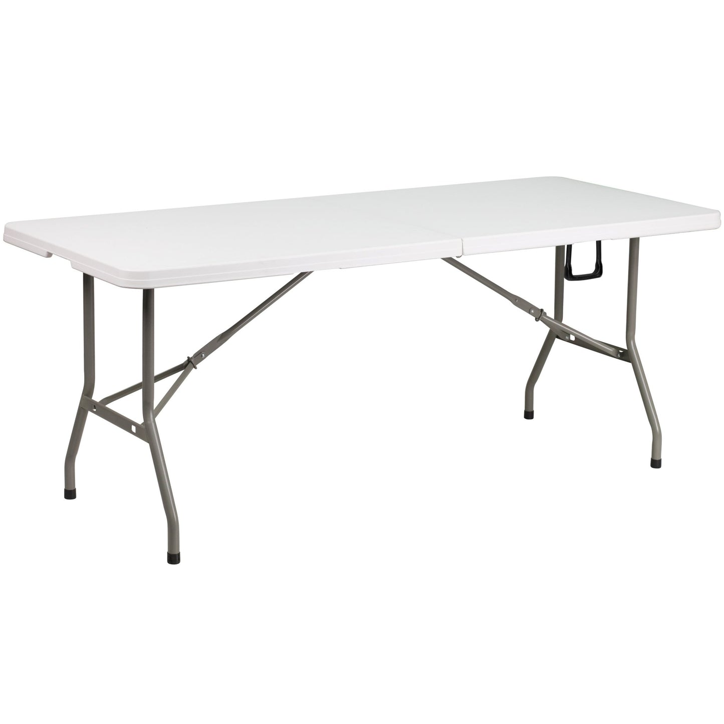 Elon 6 - Foot Bi - Fold Rectangular Plastic Folding Table for Banquet and Events with Carrying Handle - Granite White by Flash Furniture - SchoolOutlet