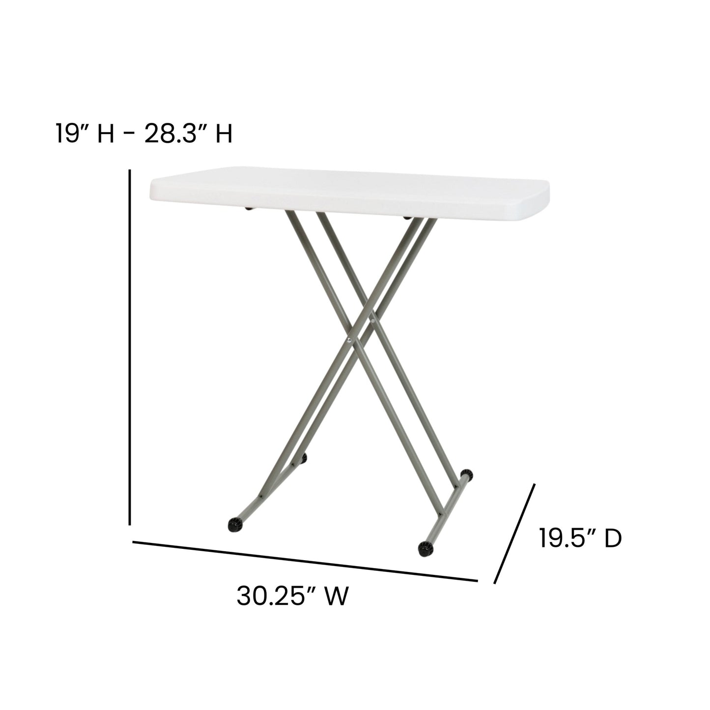 Elon 30 Inch Indoor/Outdoor Plastic Banquet and Event Folding Table with Adjustable Height - Granite White by Flash Furniture - SchoolOutlet