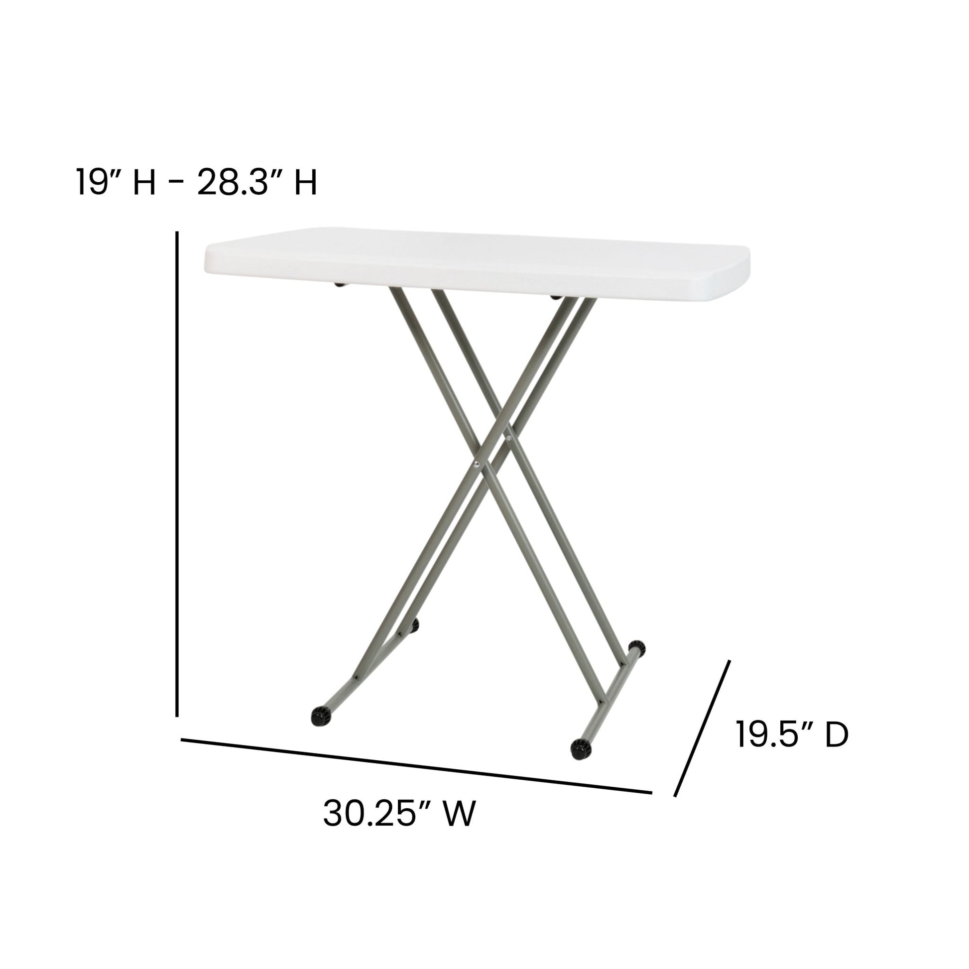 Elon 30 Inch Indoor/Outdoor Plastic Banquet and Event Folding Table with Adjustable Height - Granite White by Flash Furniture - SchoolOutlet