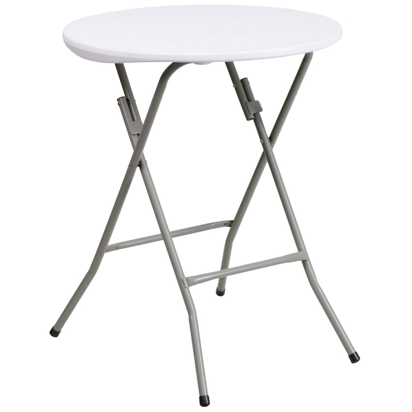 Elon 2 - Foot Round Plastic Folding Table for Banquet and Events - Granite White by Flash Furniture - SchoolOutlet