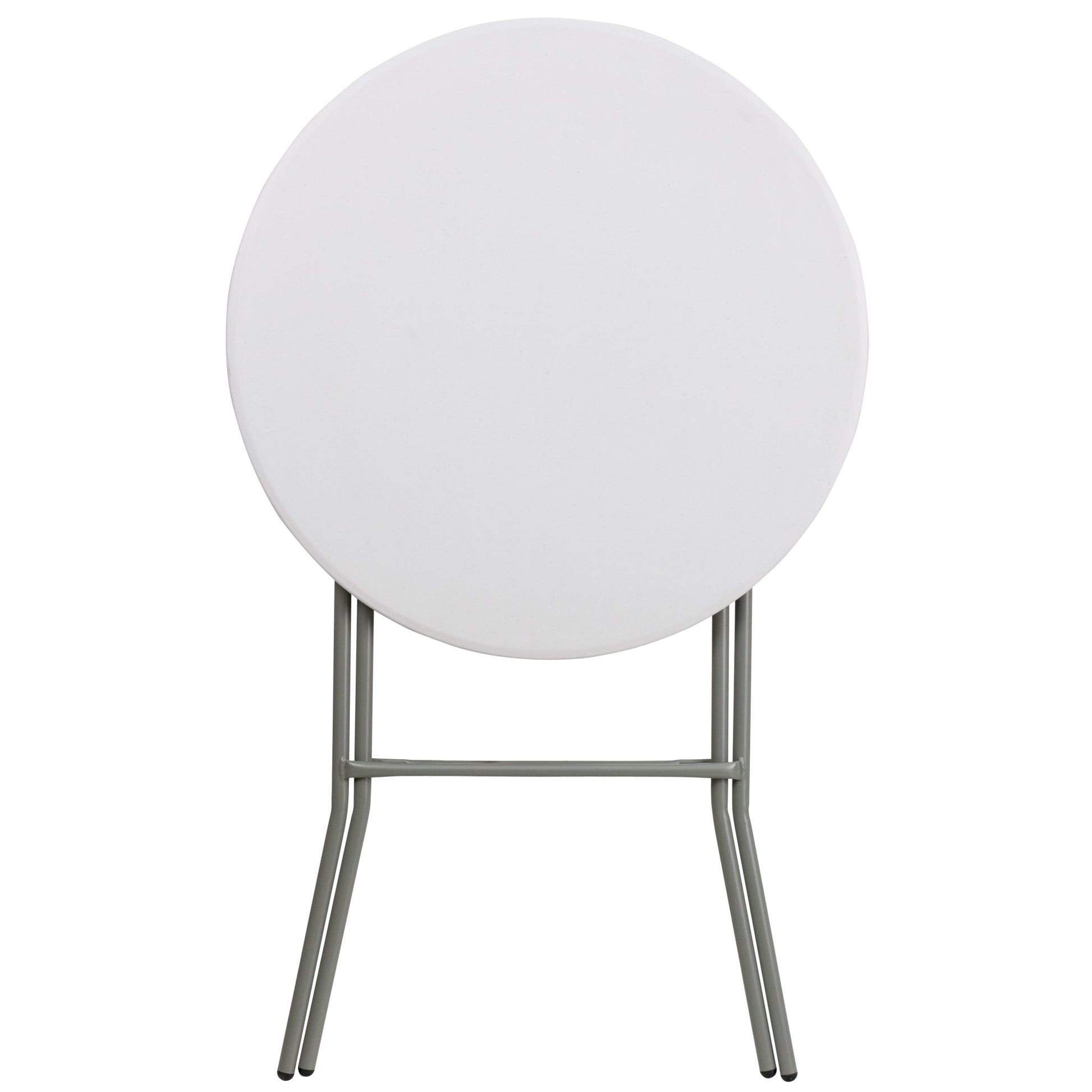 Elon 2.6 - Foot Round Plastic Bar Height Folding Table - Granite White by Flash Furniture - SchoolOutlet