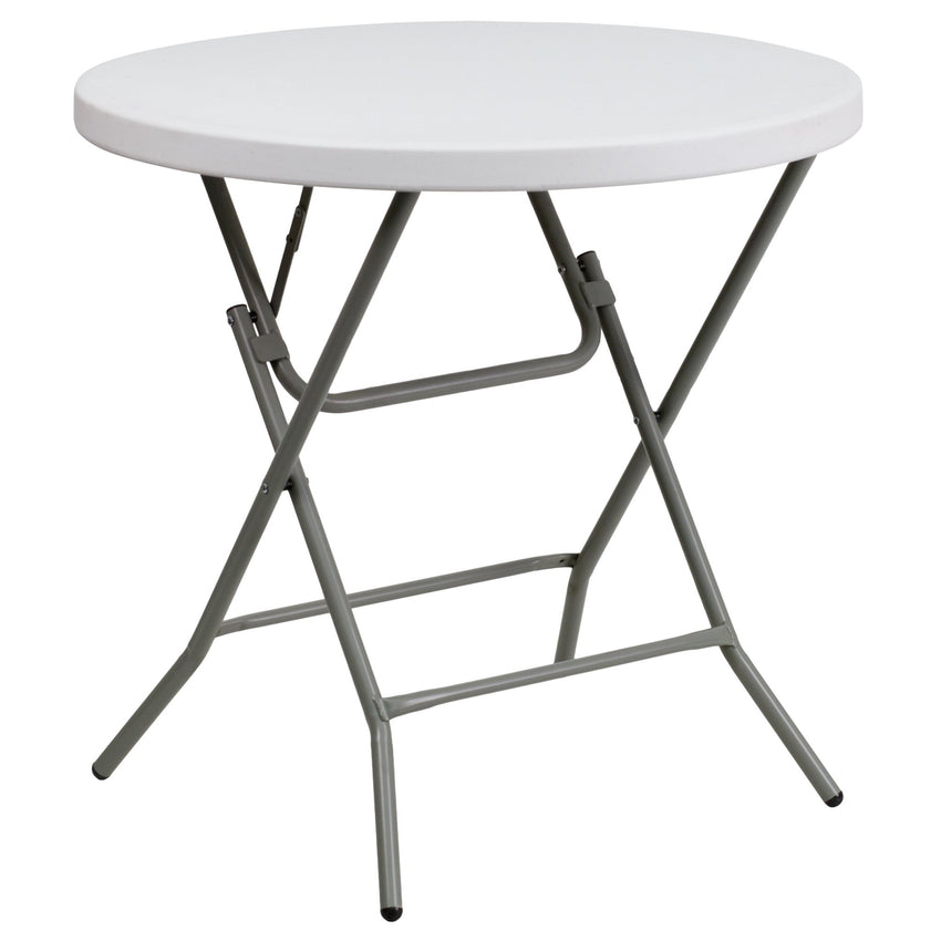 Elon 2.63 - Foot Round Plastic Folding Table for Banquet and Events - Granite White by Flash Furniture - SchoolOutlet